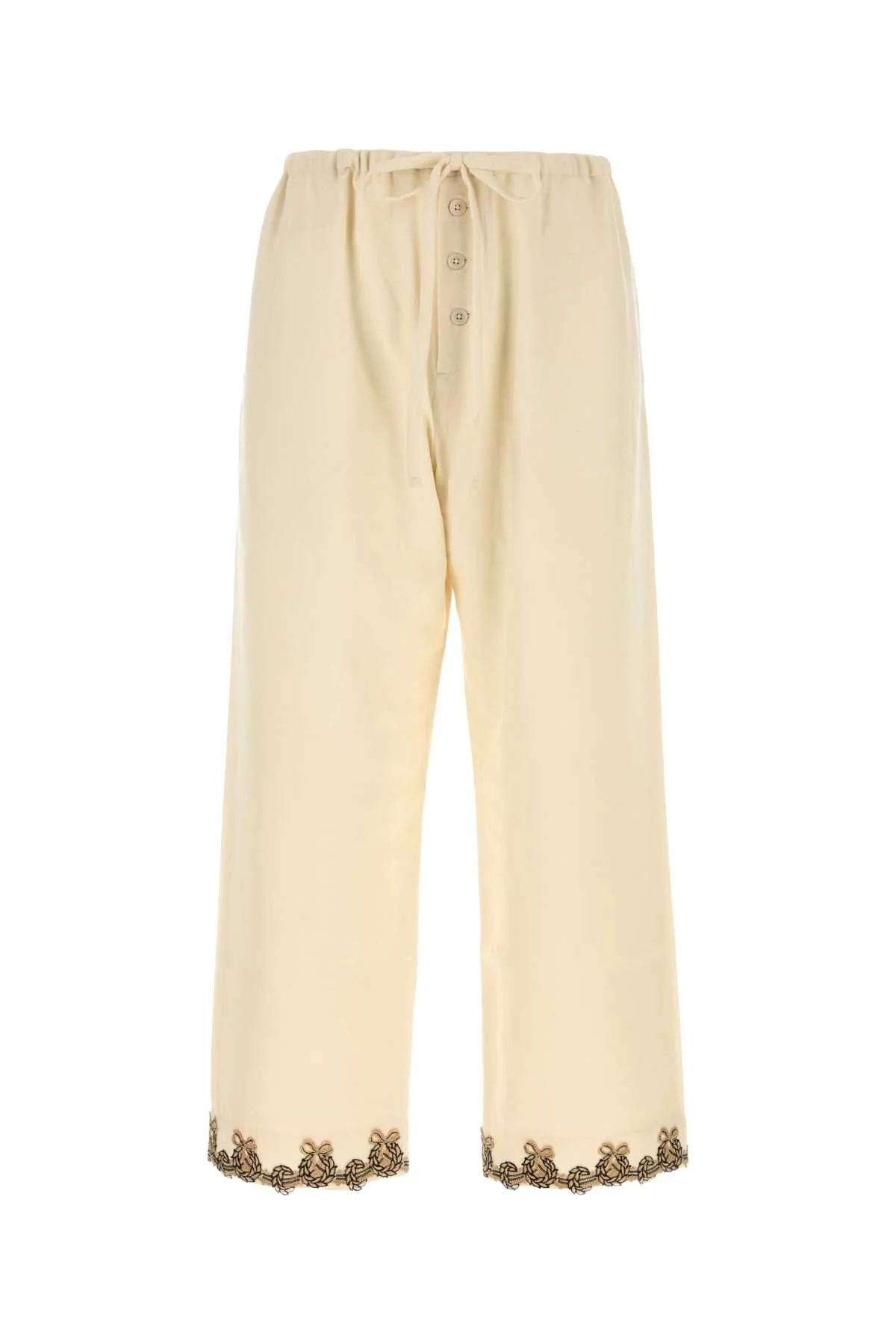 Cream Wool Joggers Exterior: Pantaloni - 1