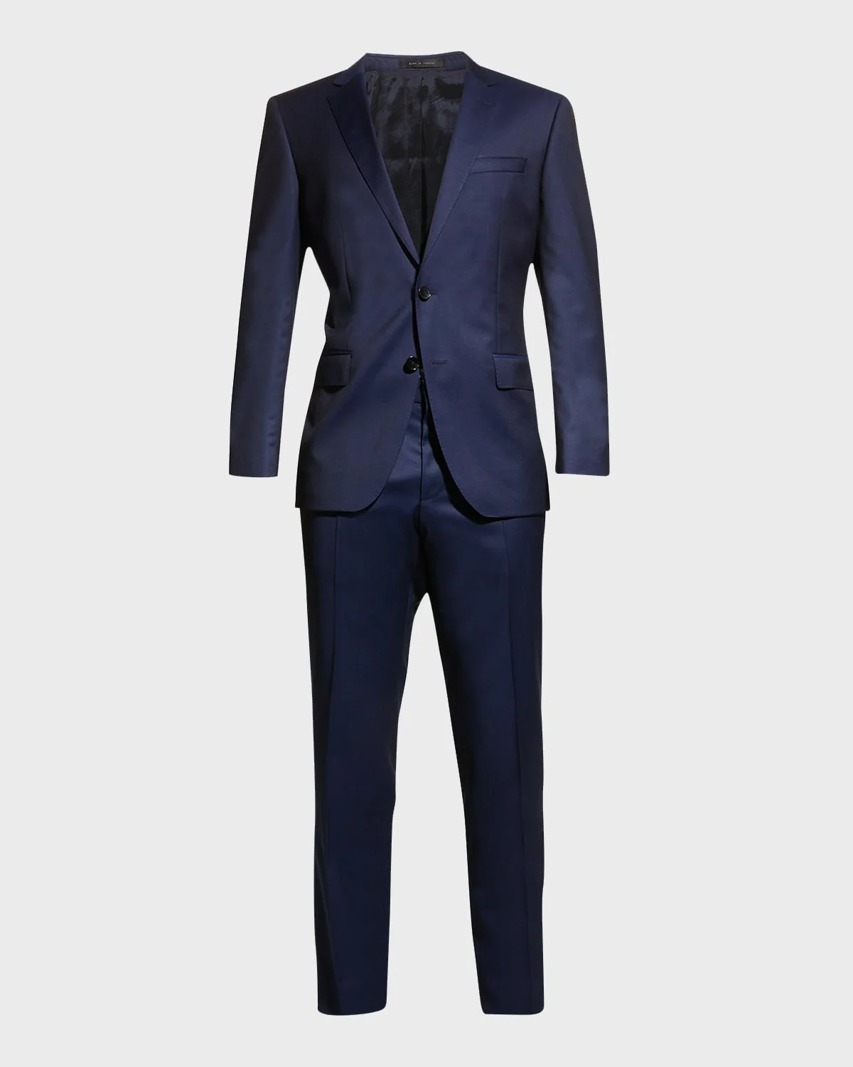 Men's Wool Basic Two-Piece Slim Fit Suit, Blue - 1