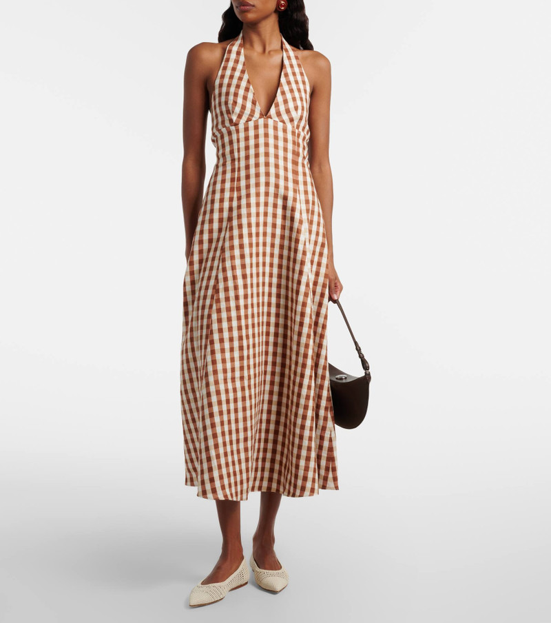 FAITHFULL Marais gingham halterneck linen midi dress outlook