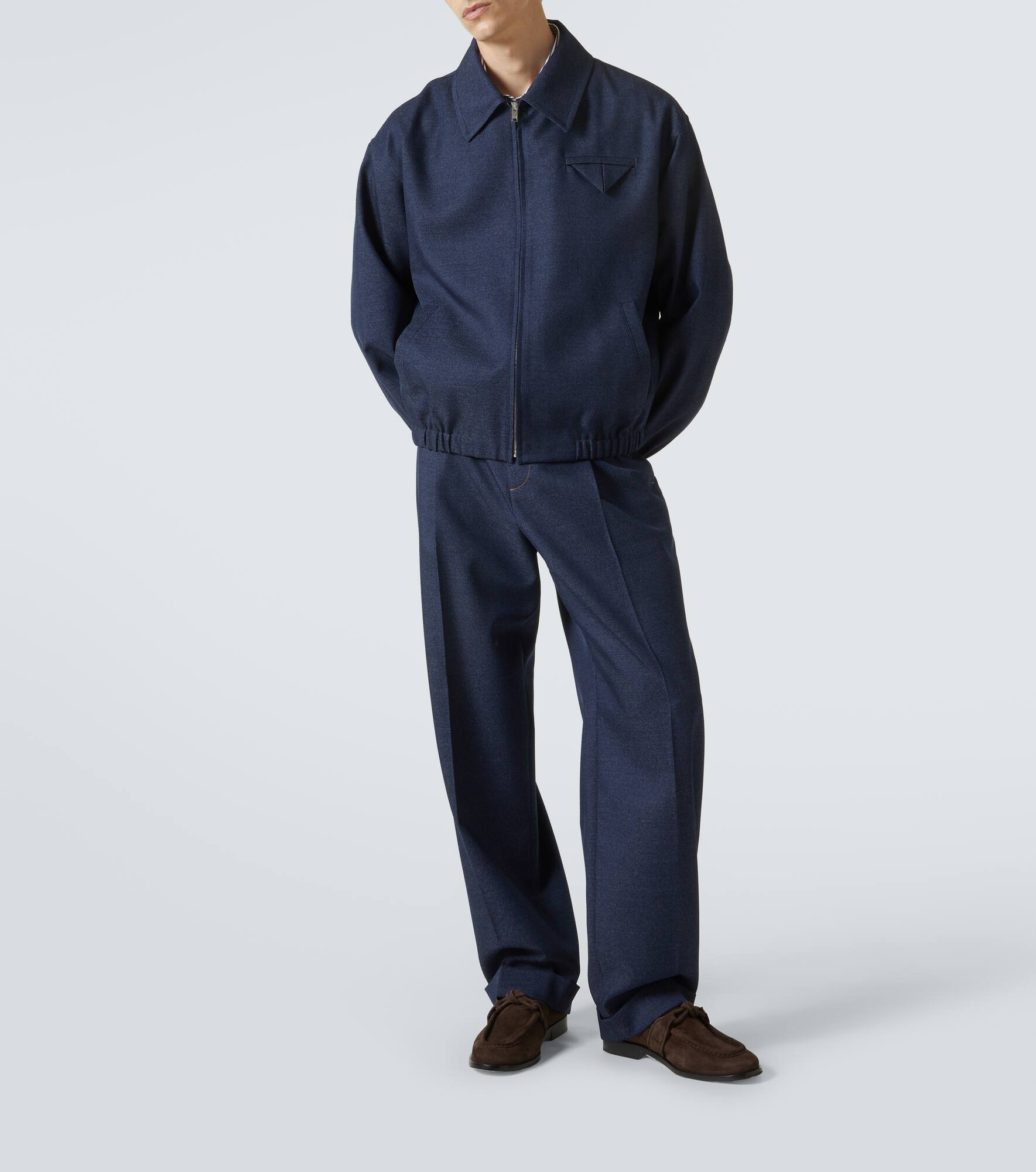 Wool drill wide-leg pants - 2