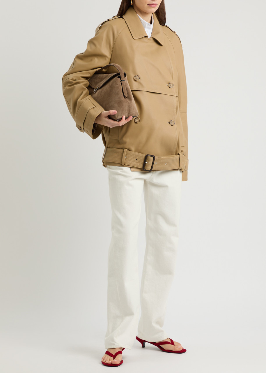 Toteme Belted Double-breasted Leather Trench Coat - 4