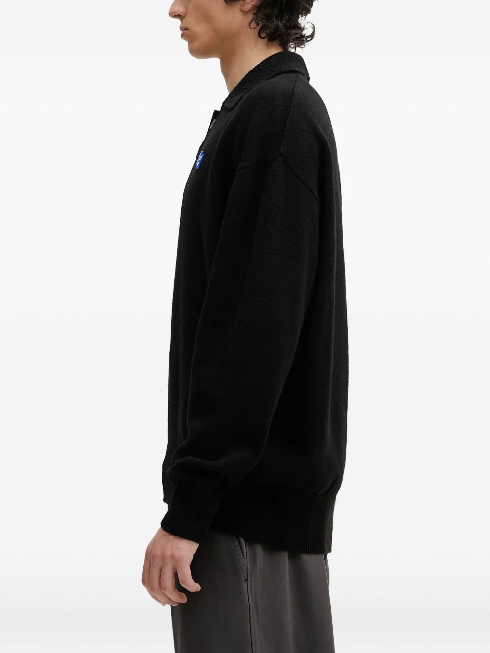 polo-neck logo-patch sweater - 2