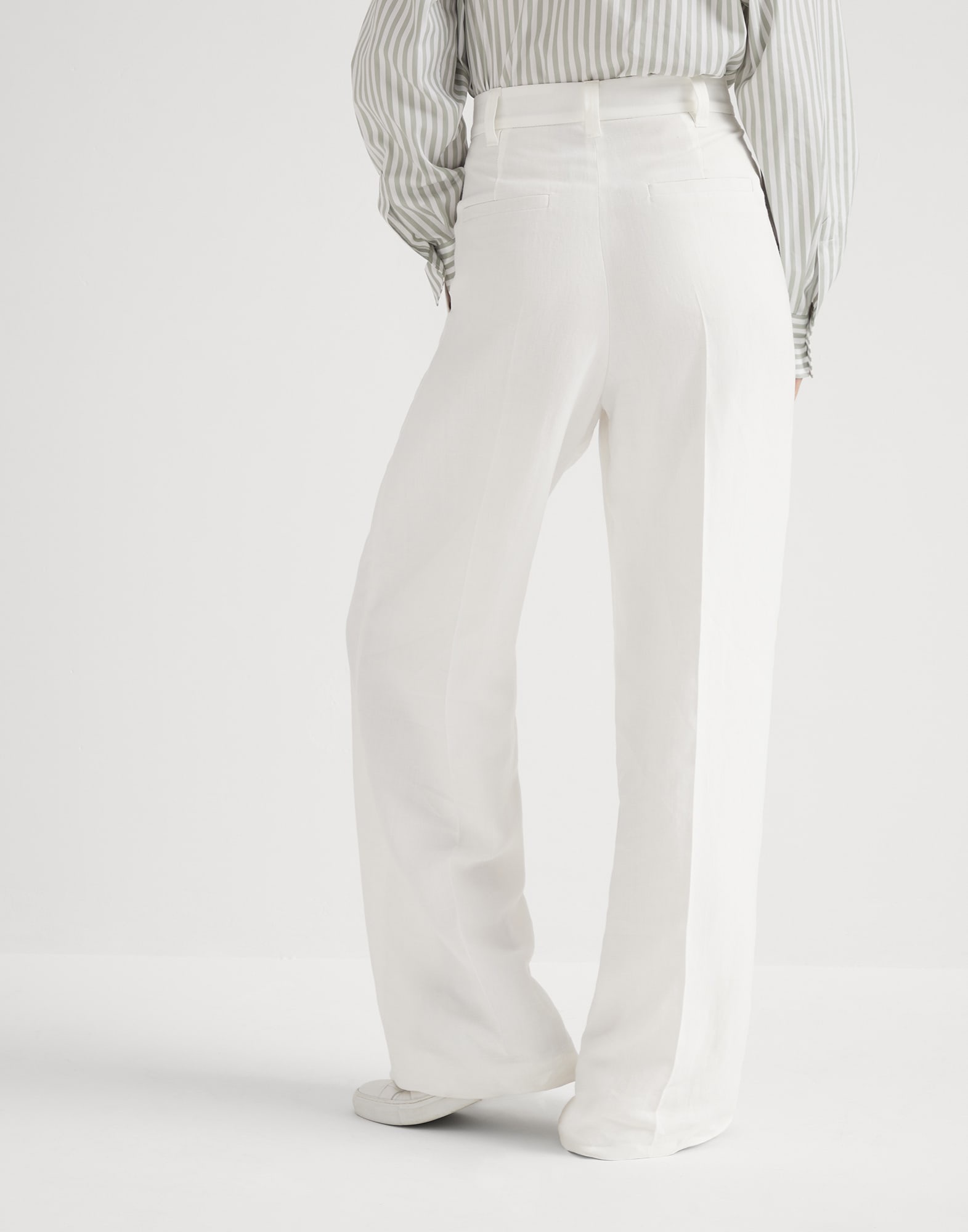 Viscose and linen fluid twill sartorial wide trousers - 2