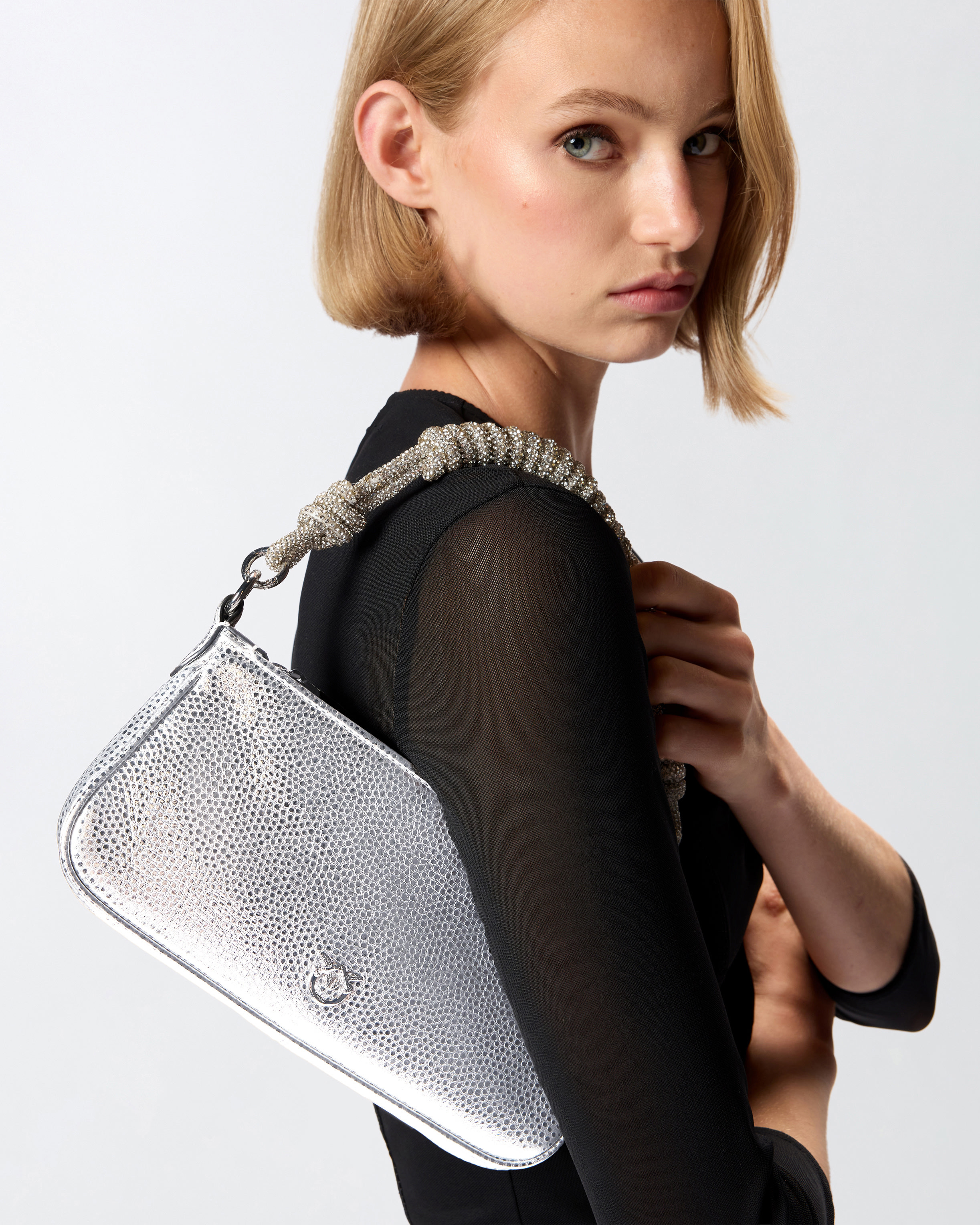 HALF MOON BAGUETTE MINI C LAMINATED TUMBLED LEATHER - 6