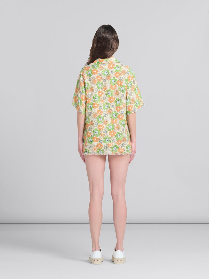 ORANGE AND GREEN PRINTED LINEN SHIRT - 3