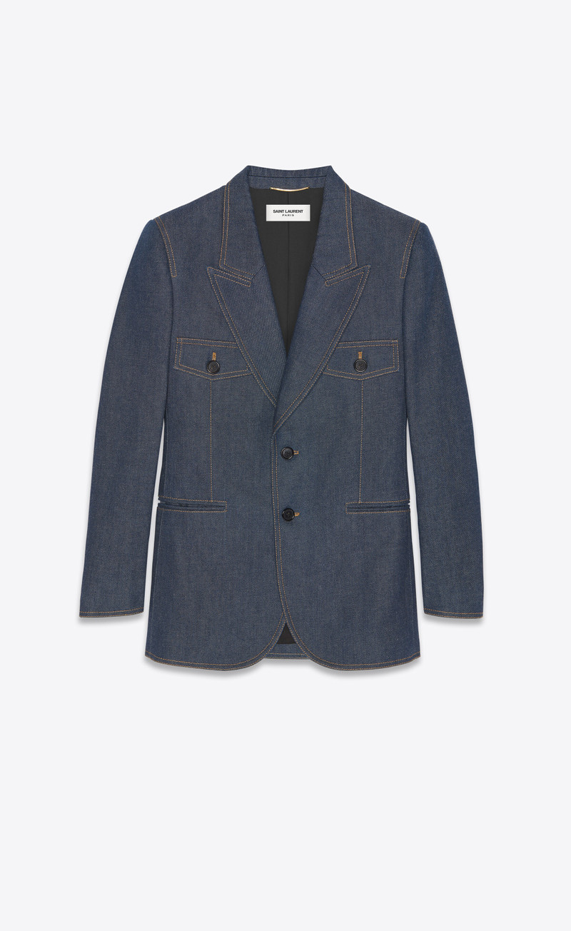 single-breasted jacket in denim - 1