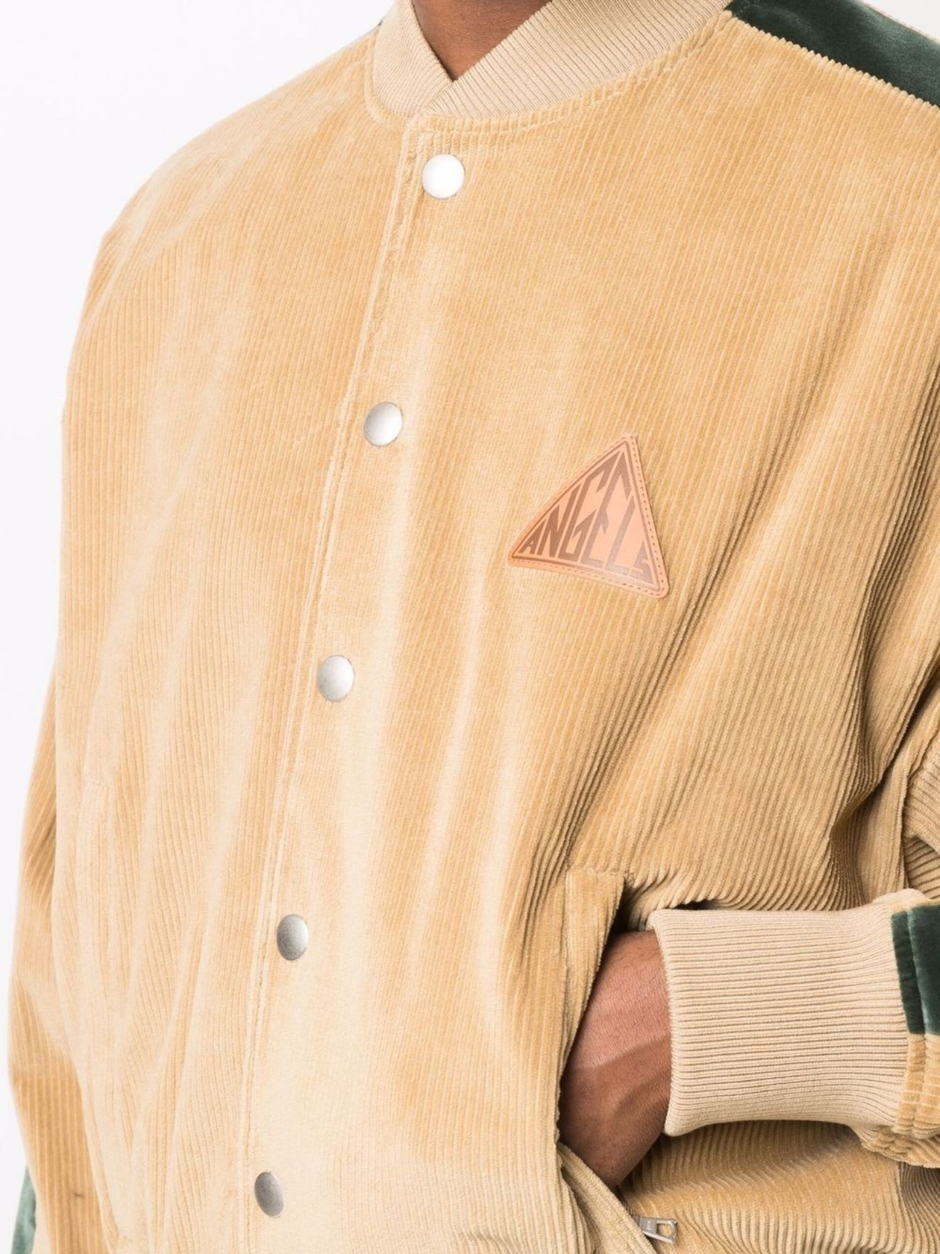 logo-patch corduroy jacket - 5