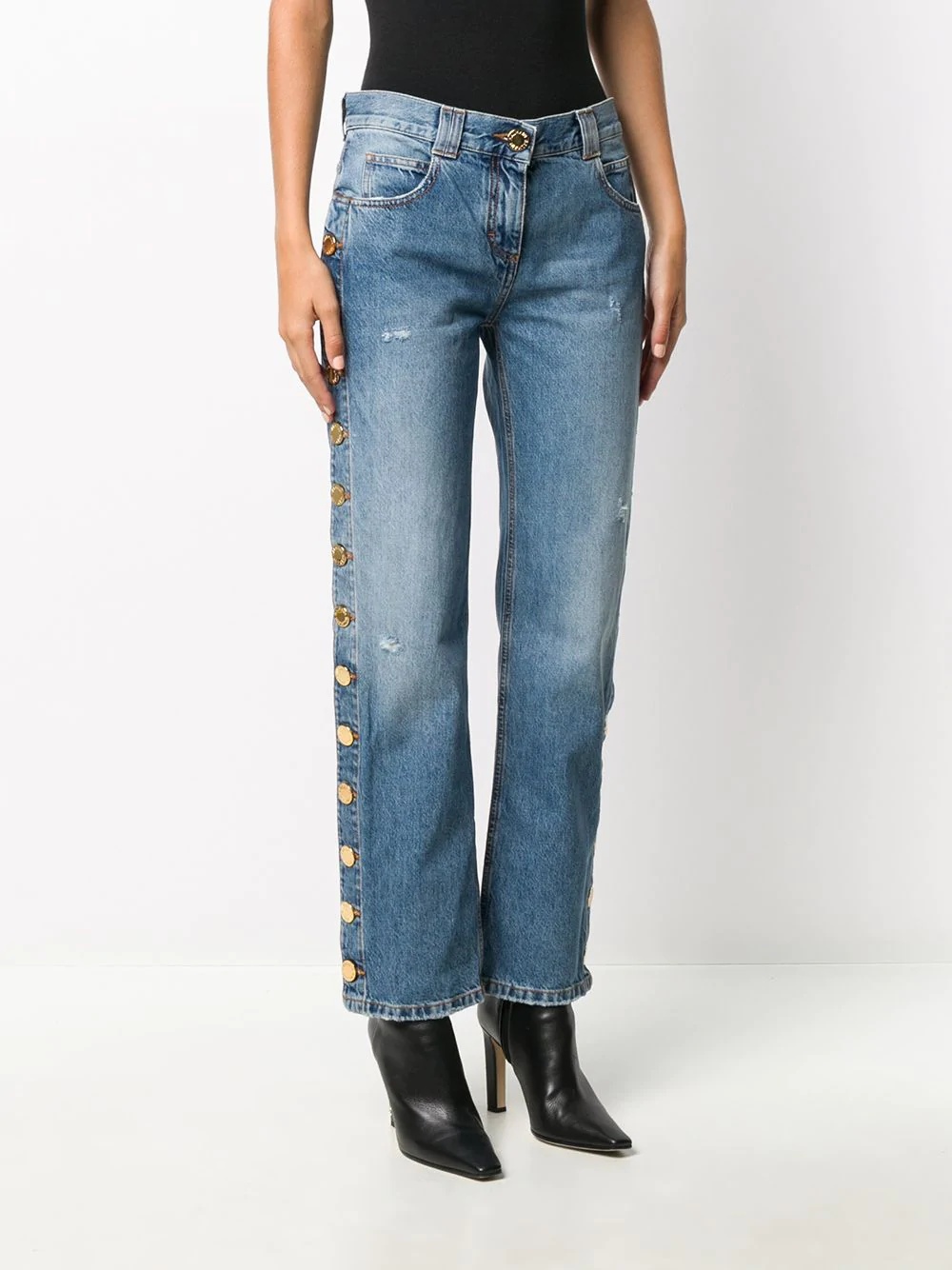 buttoned straight-leg jeans - 3