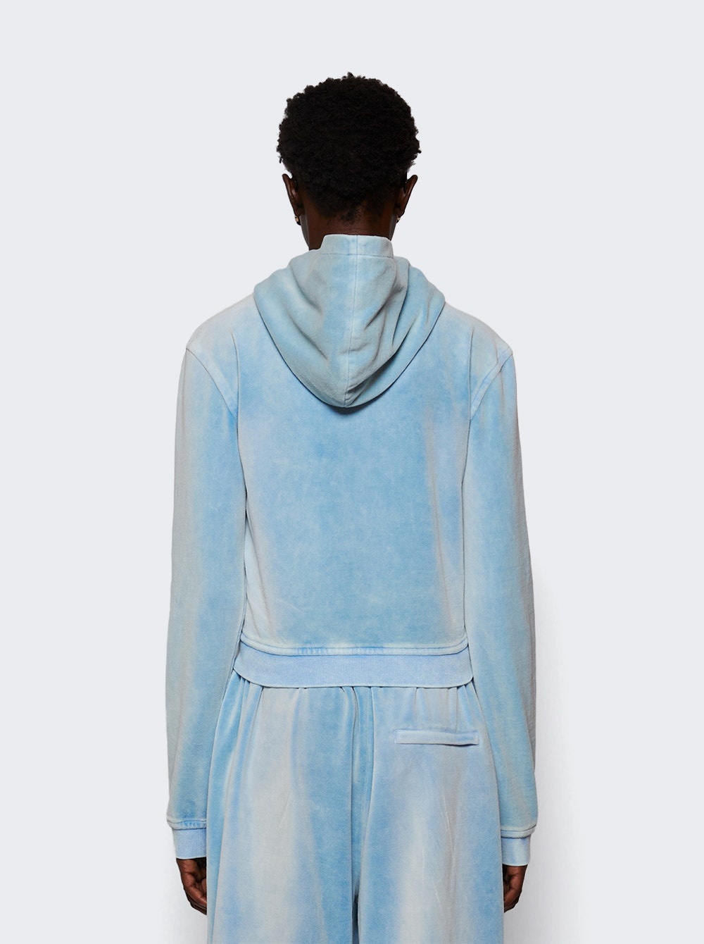 Shrunken Zip Up Hoodie Washed Sky - 5