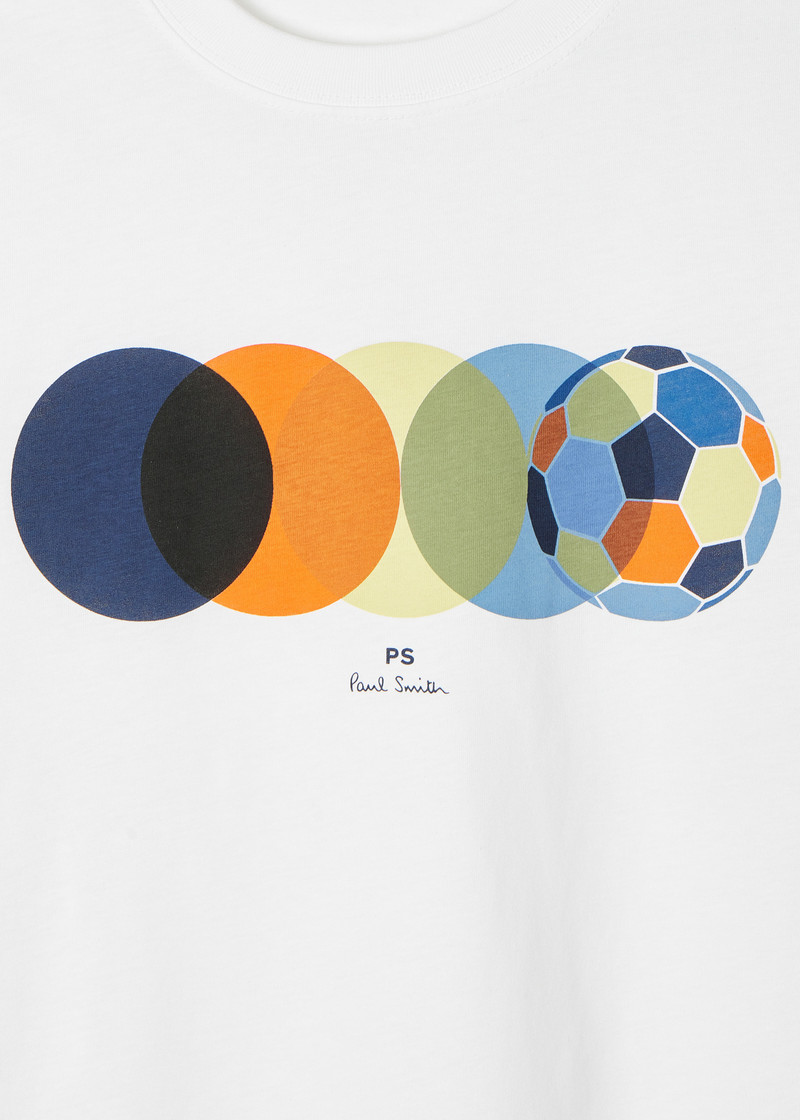 Paul Smith White 'Football Circles' Print T-Shirt outlook