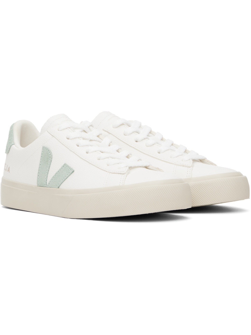 White & Green Campo Leather Sneakers - 4