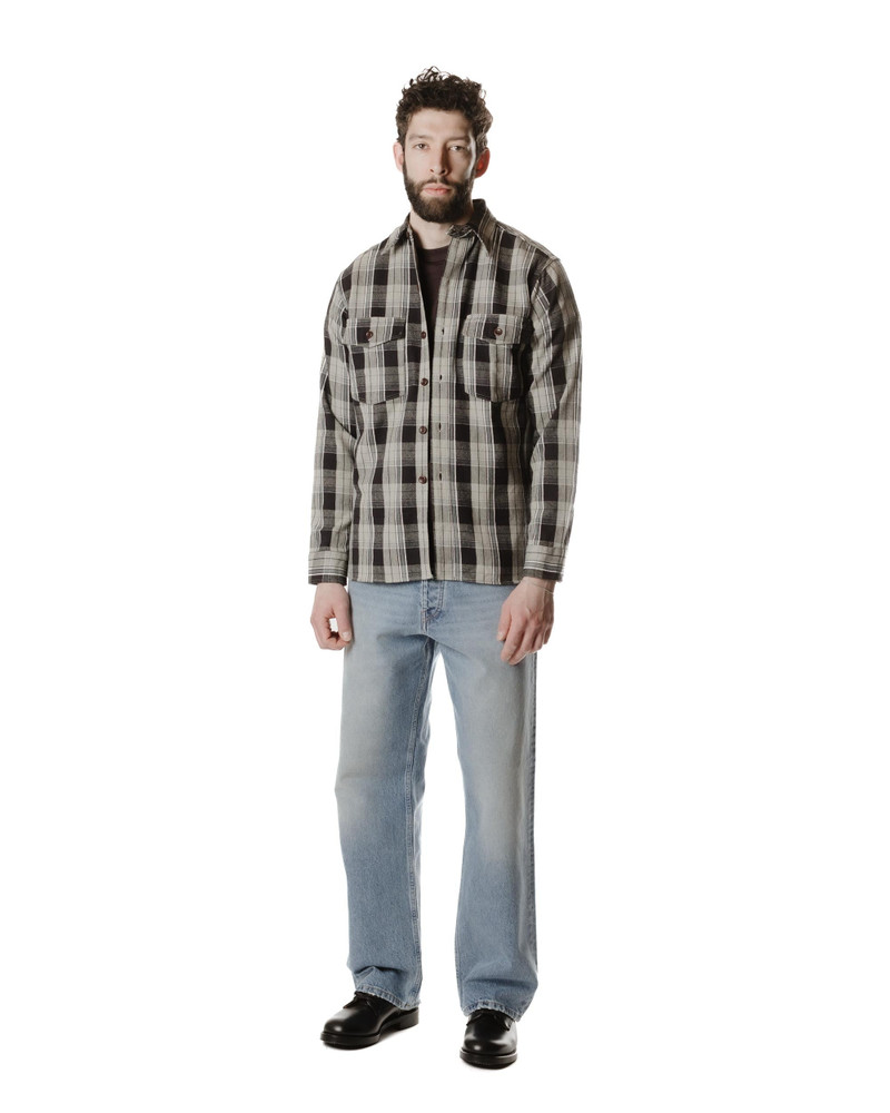 Warehouse & Co. Lot. 3022 Flannel Shirt With Chinstrap G Pattern Grey (One Wash) outlook