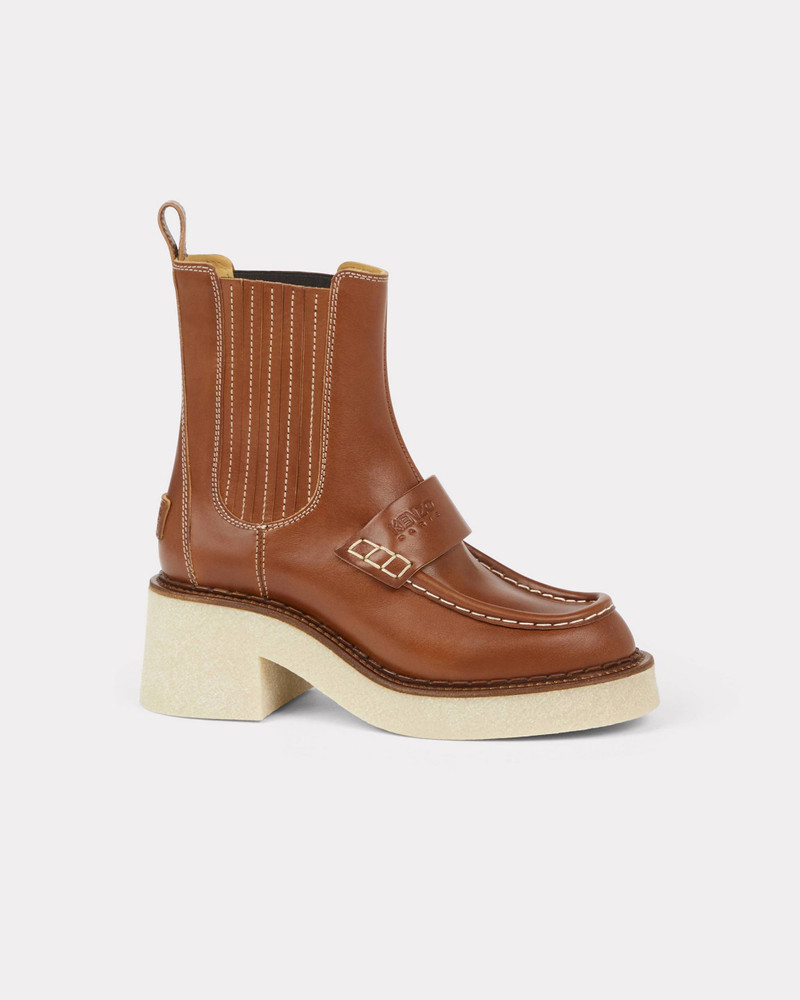 Vegetable-tanned leather KENZOYAMA heeled Chelsea boots 1
