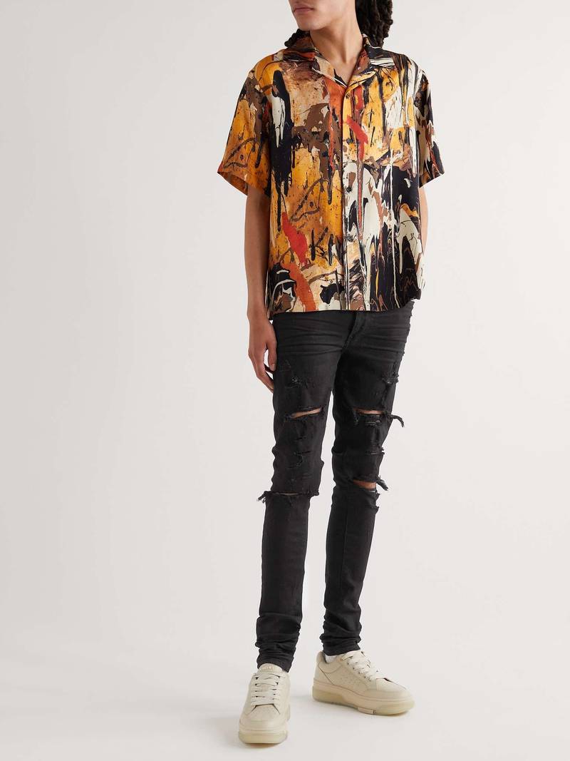 AMIRI Thrasher Plus Skinny-Fit Distressed Stretch-Denim Jeans outlook