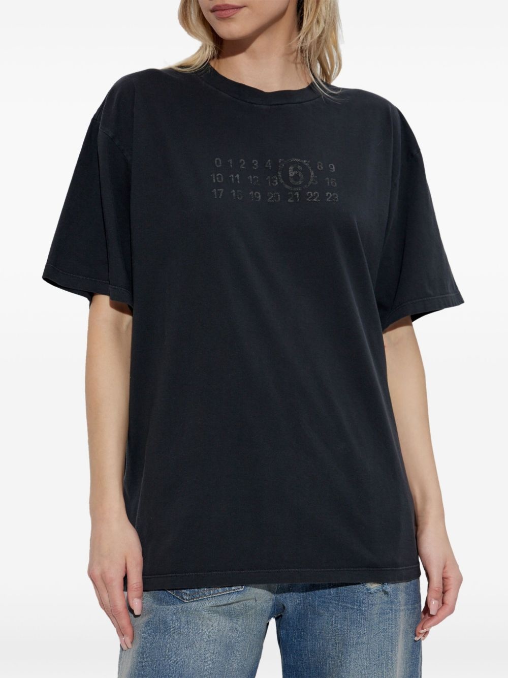 Numbers-print cotton T-shirt - 3