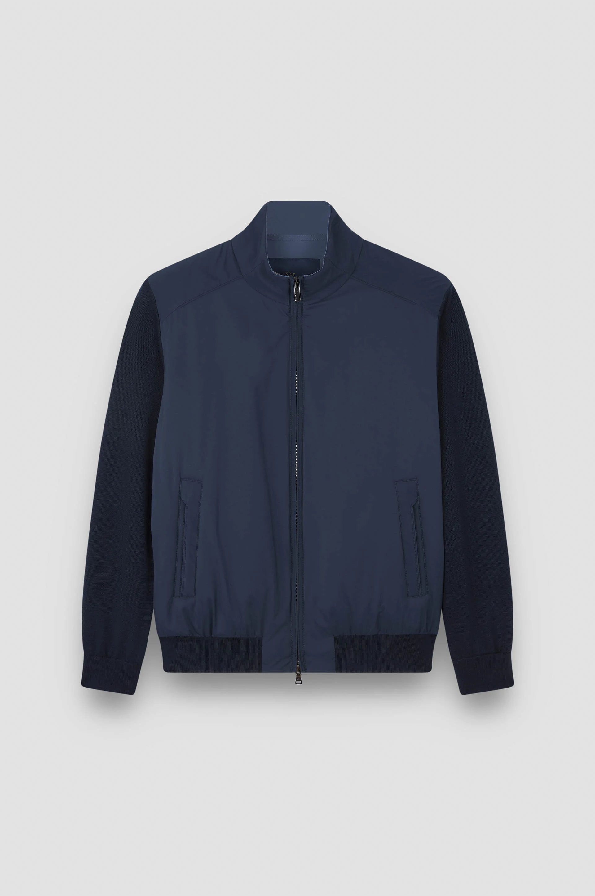 HYBRID ZIP-UP SWEATER IN SOFT COOL TOUCH WOOL AND TYPHOON® PLATINUM - 1