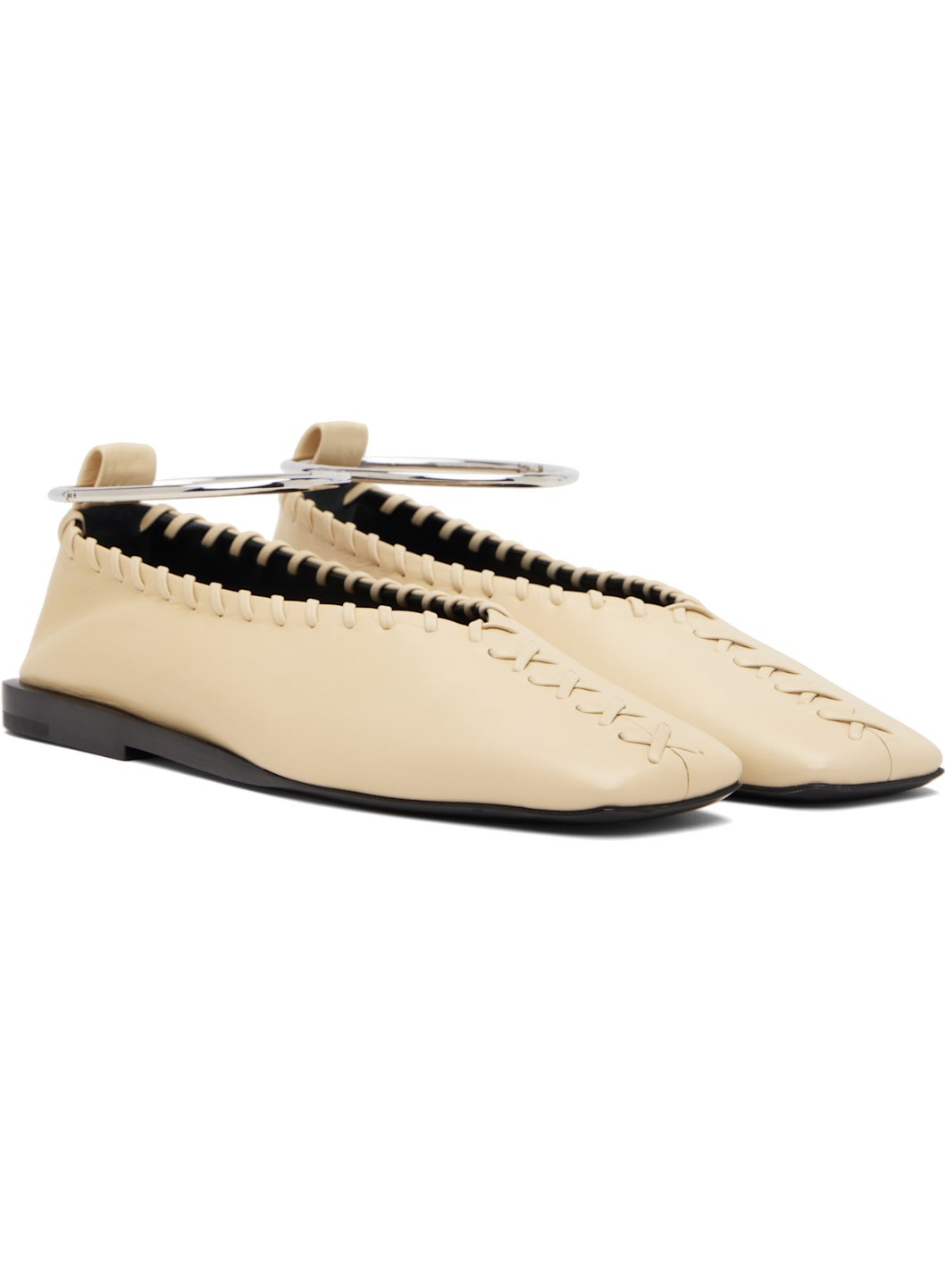 Beige Ring Ballerina Flats - 4