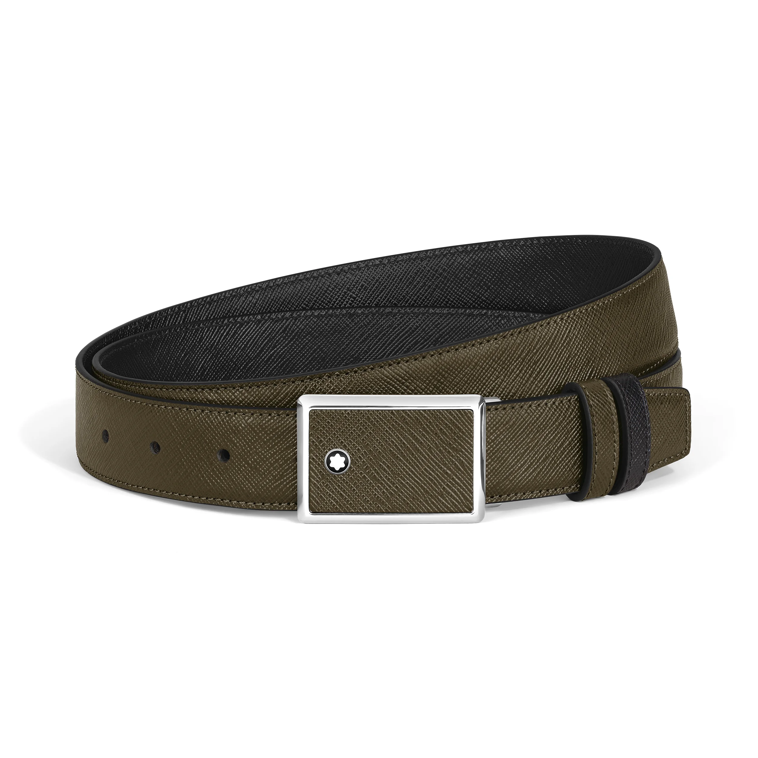 MARQUETRY PLATE 30 MM REVERSIBLE BELT IN SARTORIAL LEATHER - 1