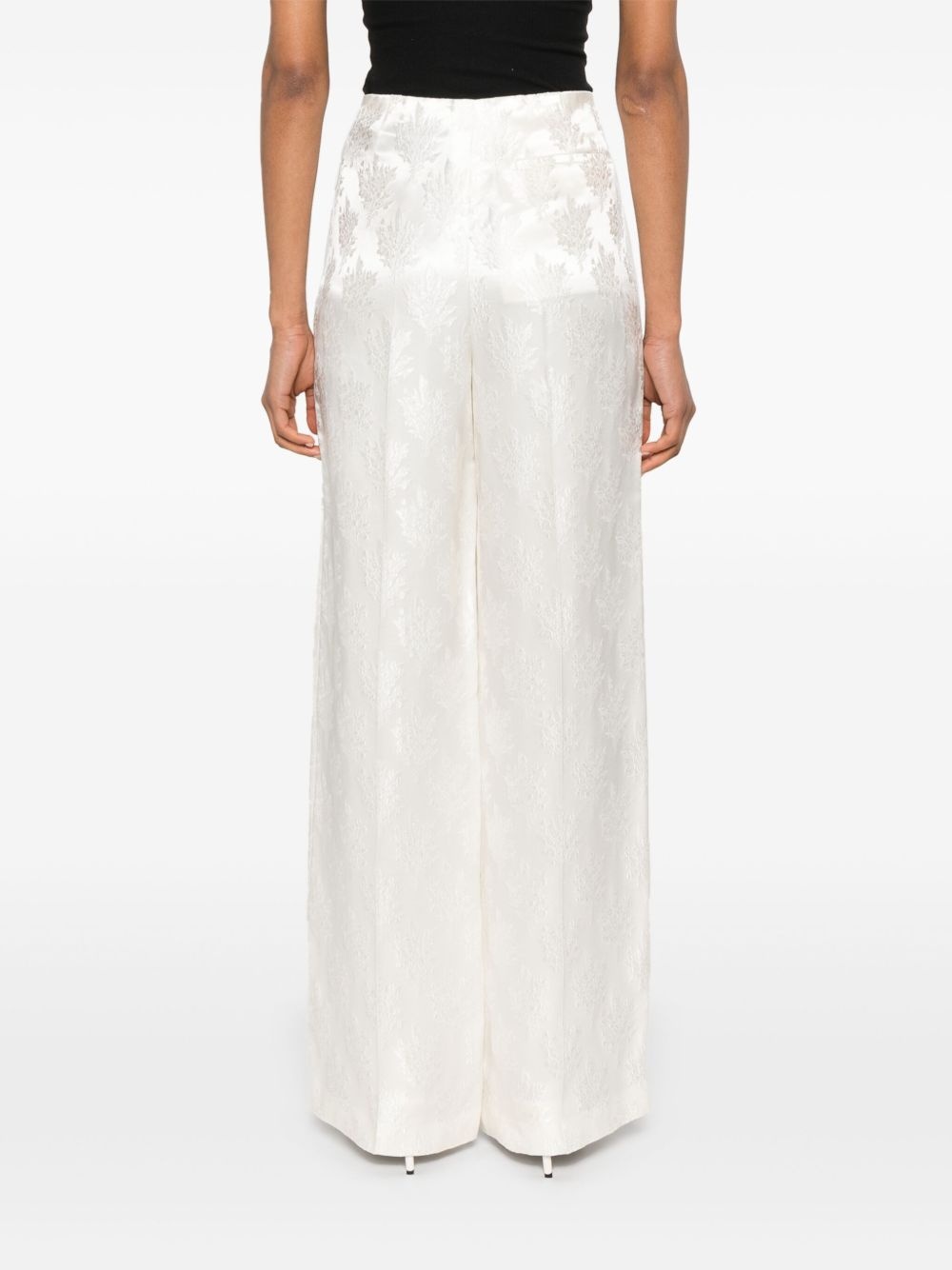 floral-jacquard trousers - 4