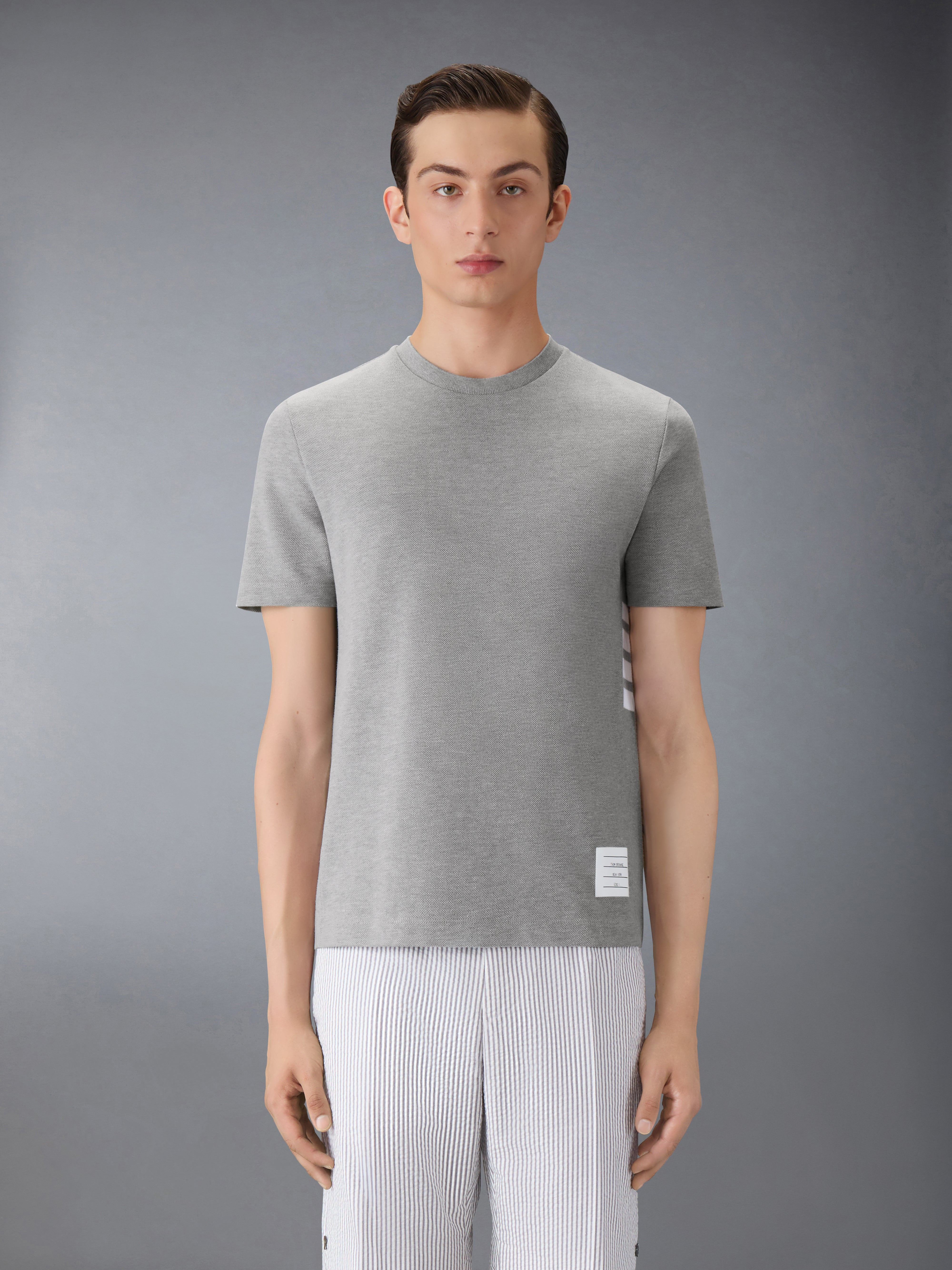 Light Grey Classic Pique Rib Side Insert 4-Bar T-shirt - 2