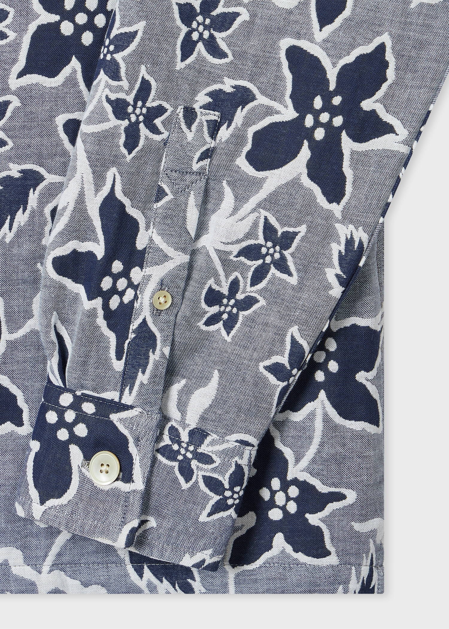 Blue Floral Double-Face Cotton Shirt - 2