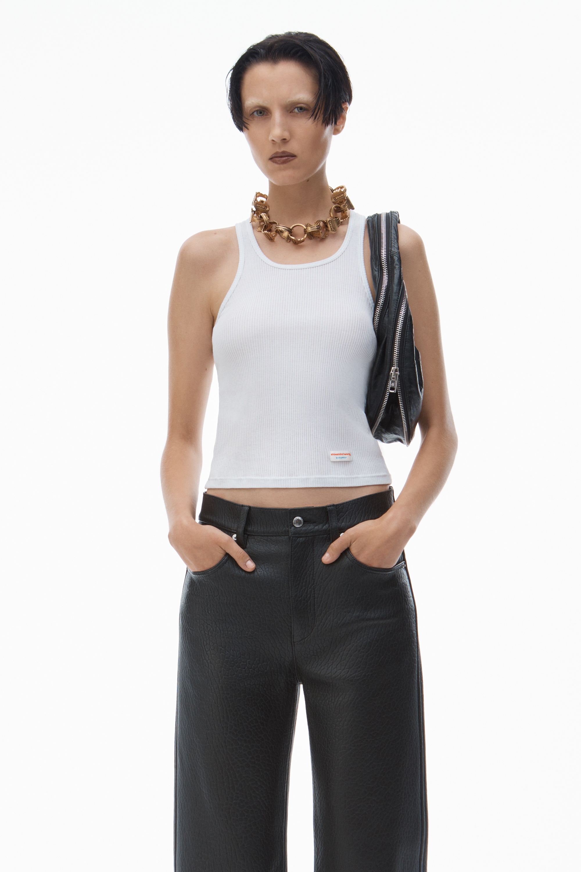 EZ - MID RISE RELAXED STRAIGHT PANT in Primal Nappa Lambskin Leather - 6