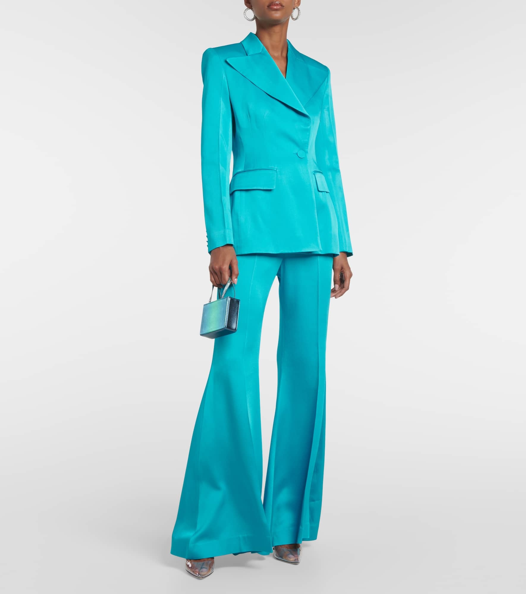 High-rise satin flared pants - 2