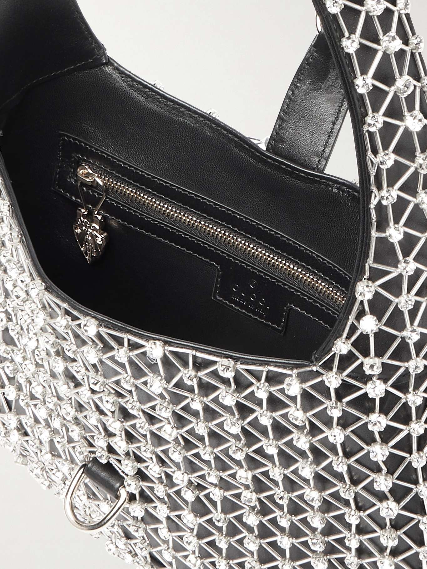 Jackie crystal-embellished leather shoulder bag - 4