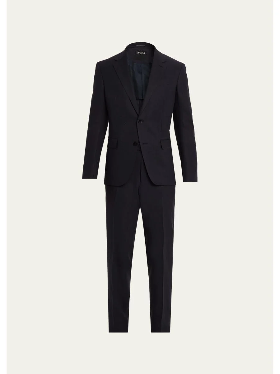 Men's Linen Single-Breasted Two-Piece Suit - 1