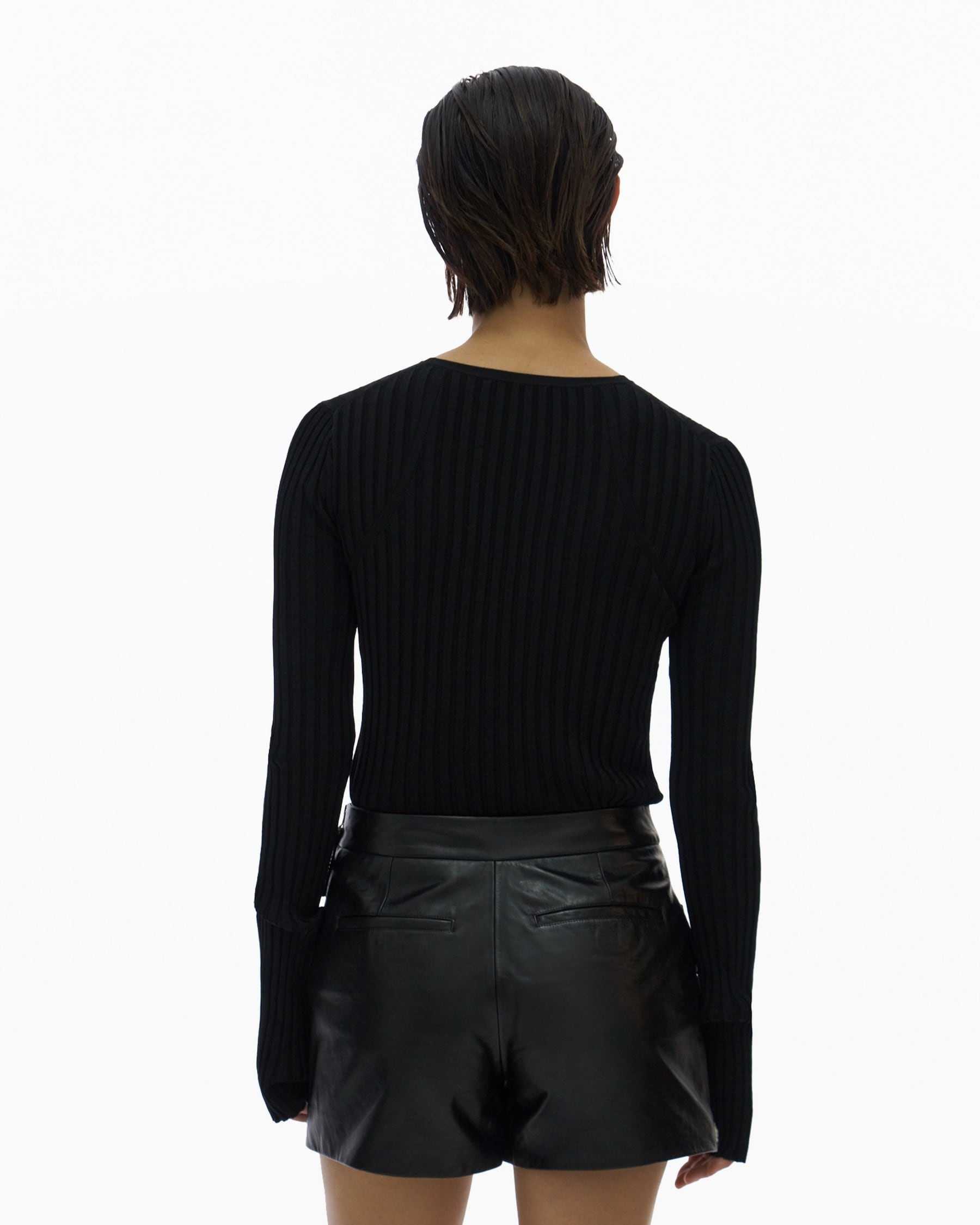 RIB BRA LONG-SLEEVE CREWNECK - 4