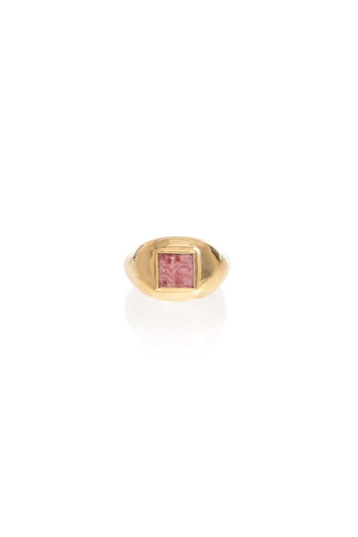 Medium Ring in 18k Gold & Pink Marble Stone - 1