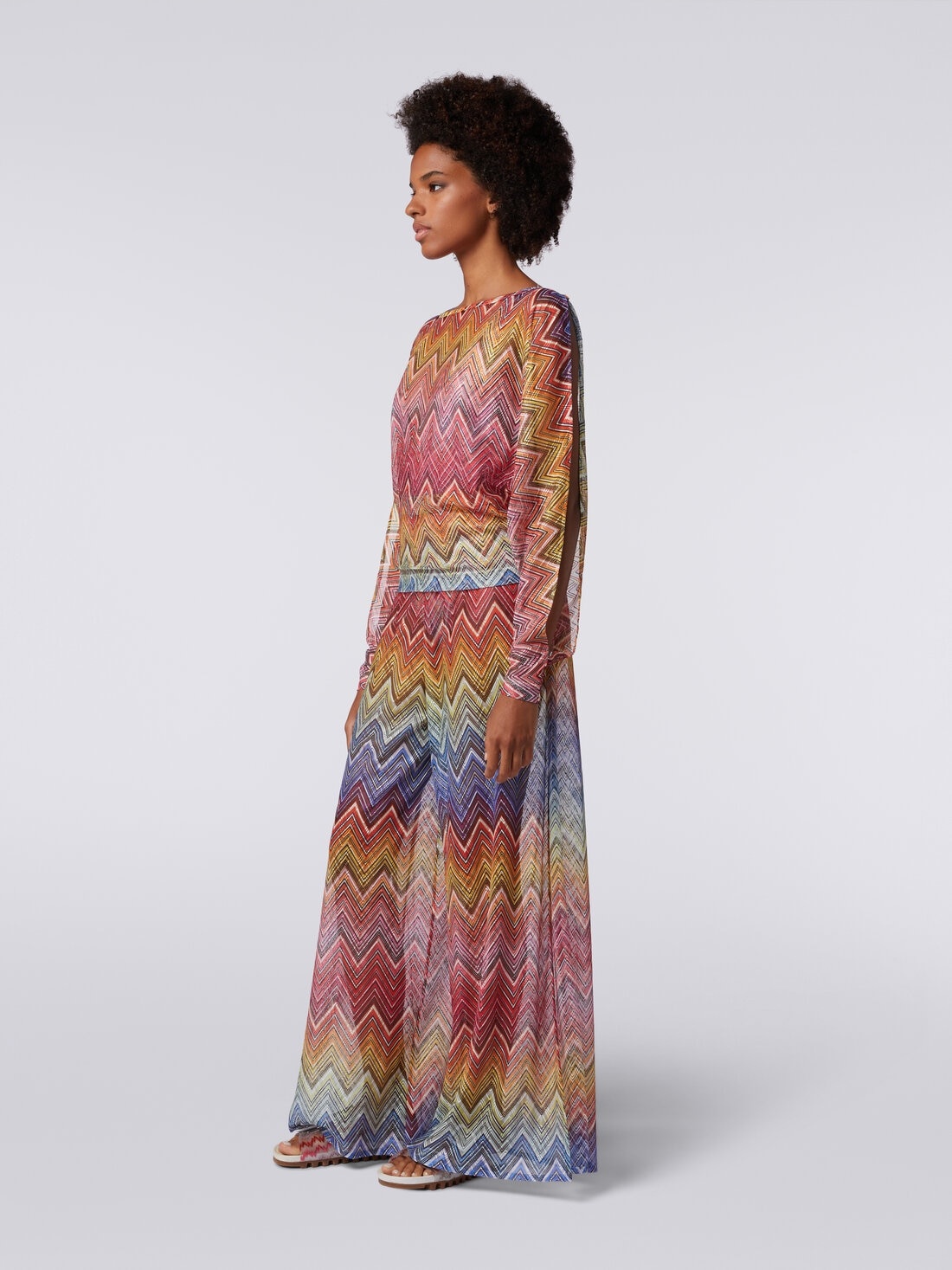 Long-sleeved blouse in zigzag print fabric - 3
