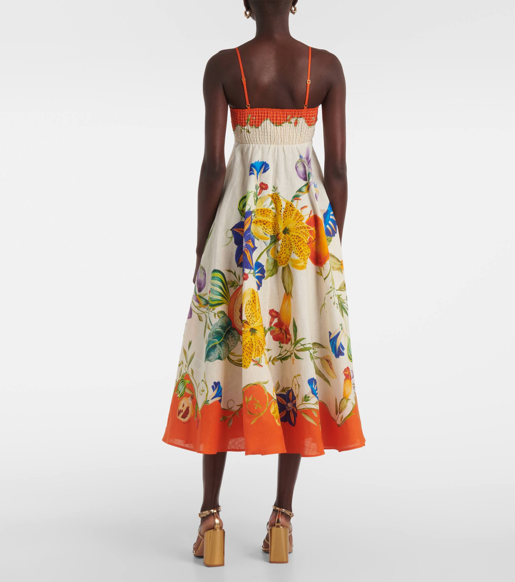 Flores floral linen midi dress - 3