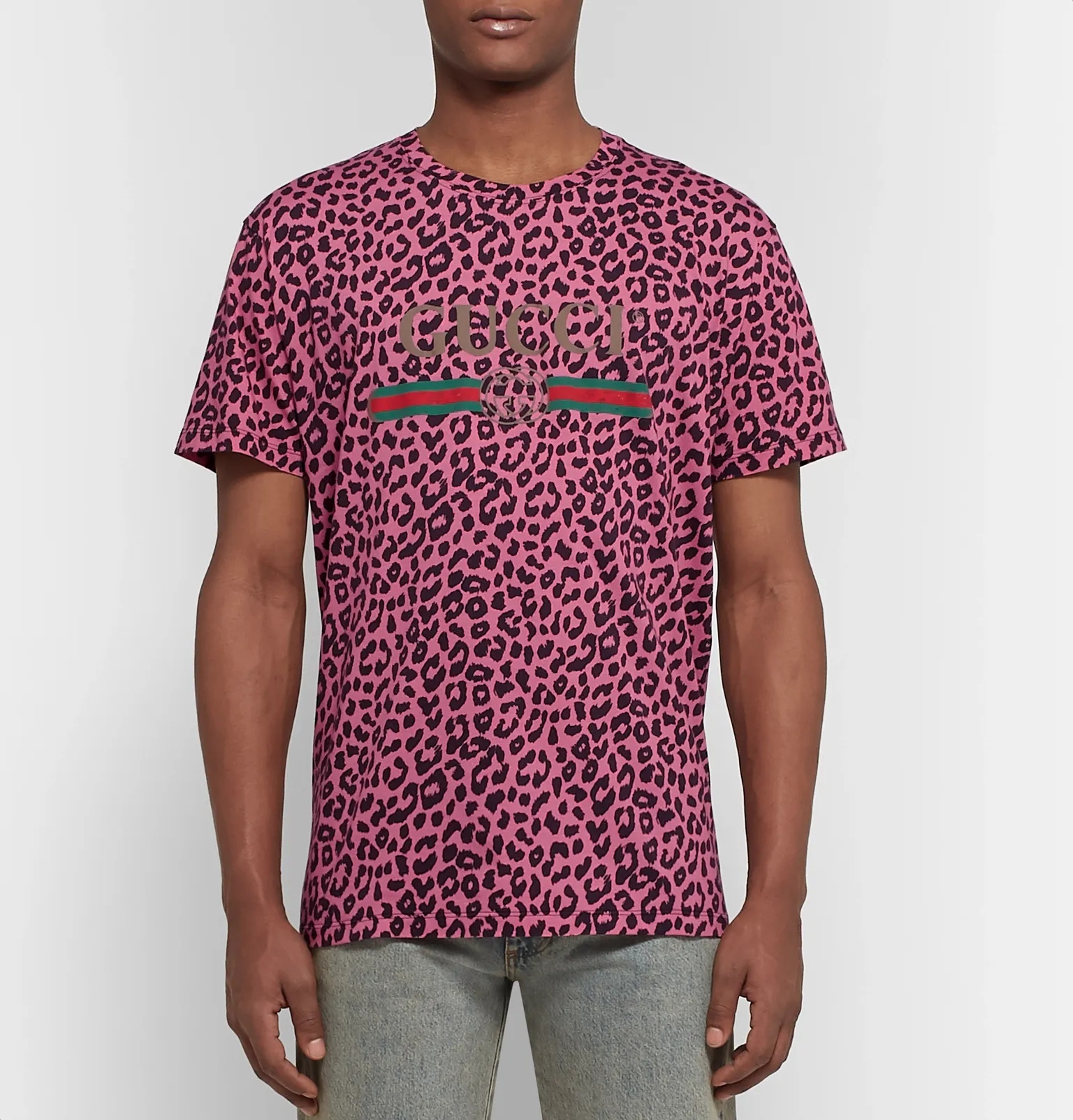 Logo and Leopard-Print Cotton-Jersey T-Shirt - 4