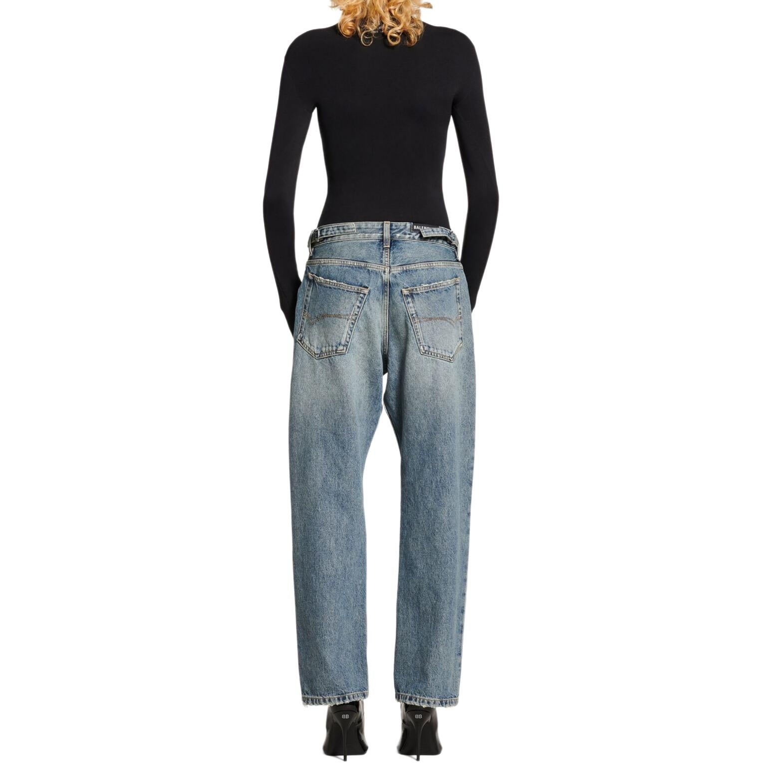 Balenciaga Distressed Straight-Leg Jeans 'Blue' 745149THW254245 - 4