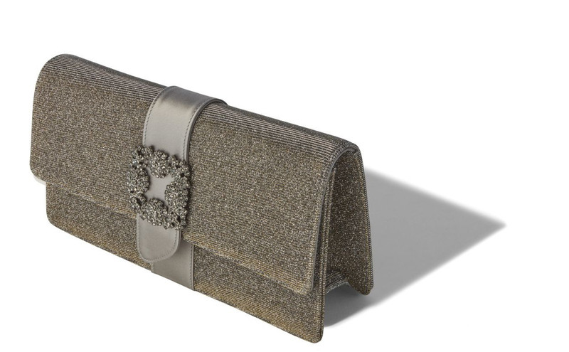 Manolo Blahnik Dark Gold Glitter Jewel Buckle Clutch outlook