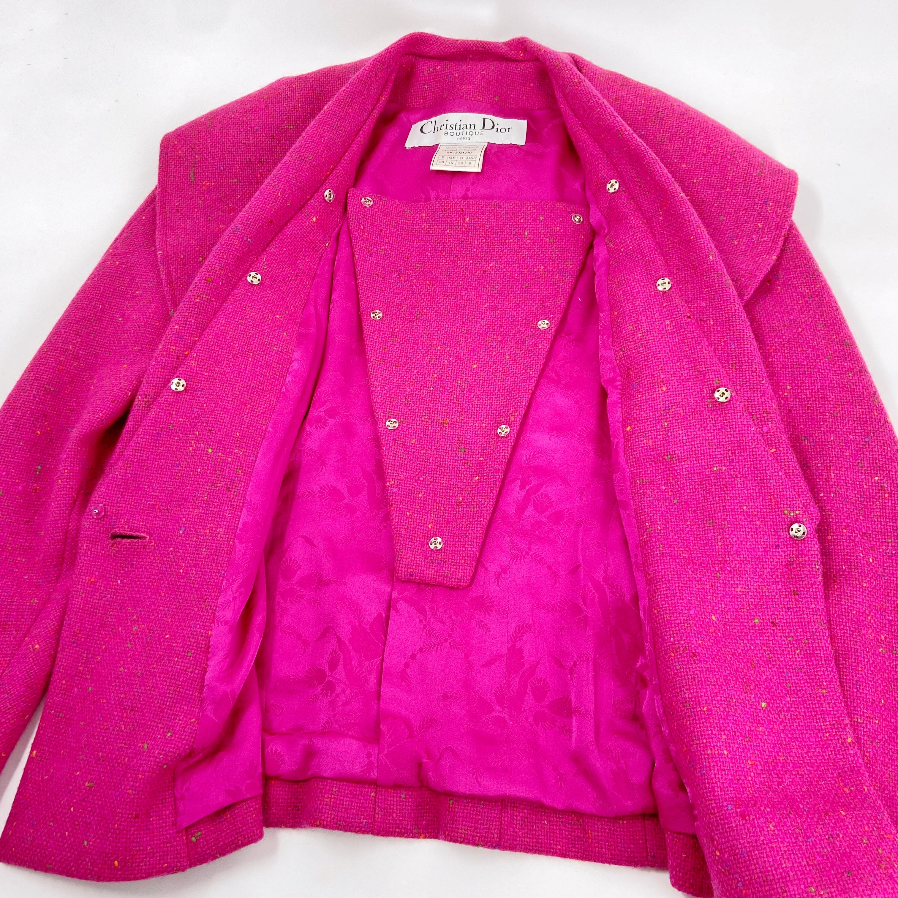 Christian Dior Fall 1998 John Galliano Candy Fuchsia Oversized Lapel Bar Jacket - 17