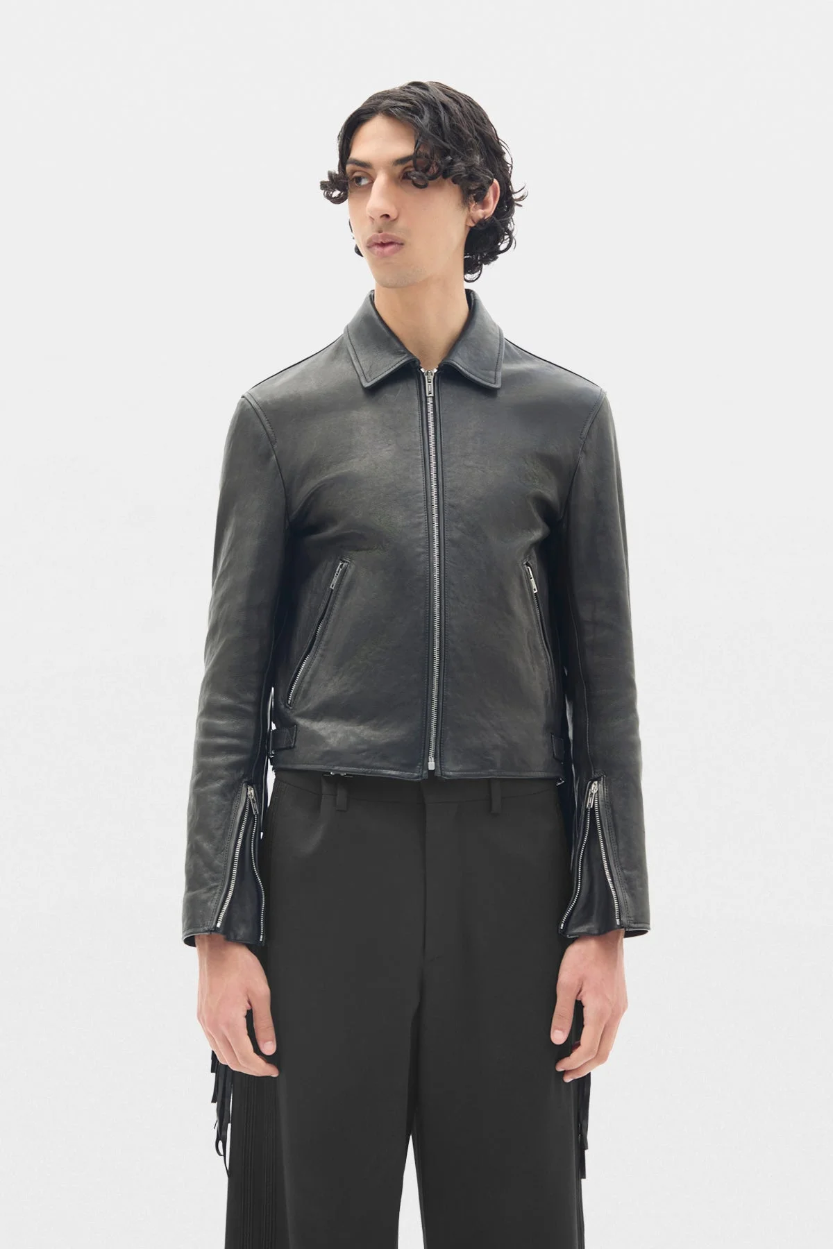 Karlo Slim Fit Zipped Biker With Fringes - 1
