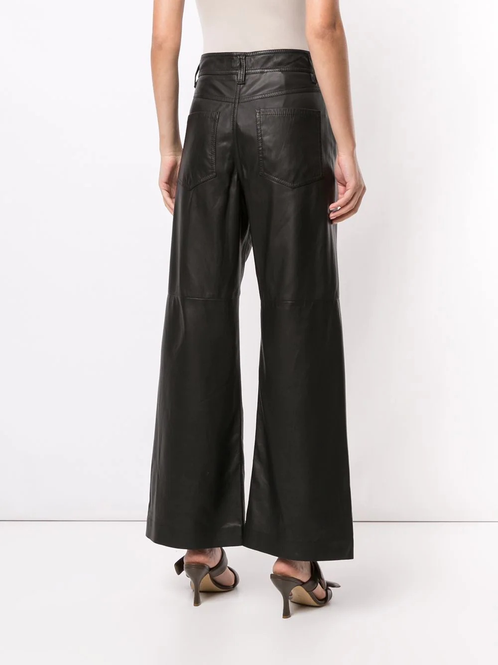 faux leather wide leg trousers - 4