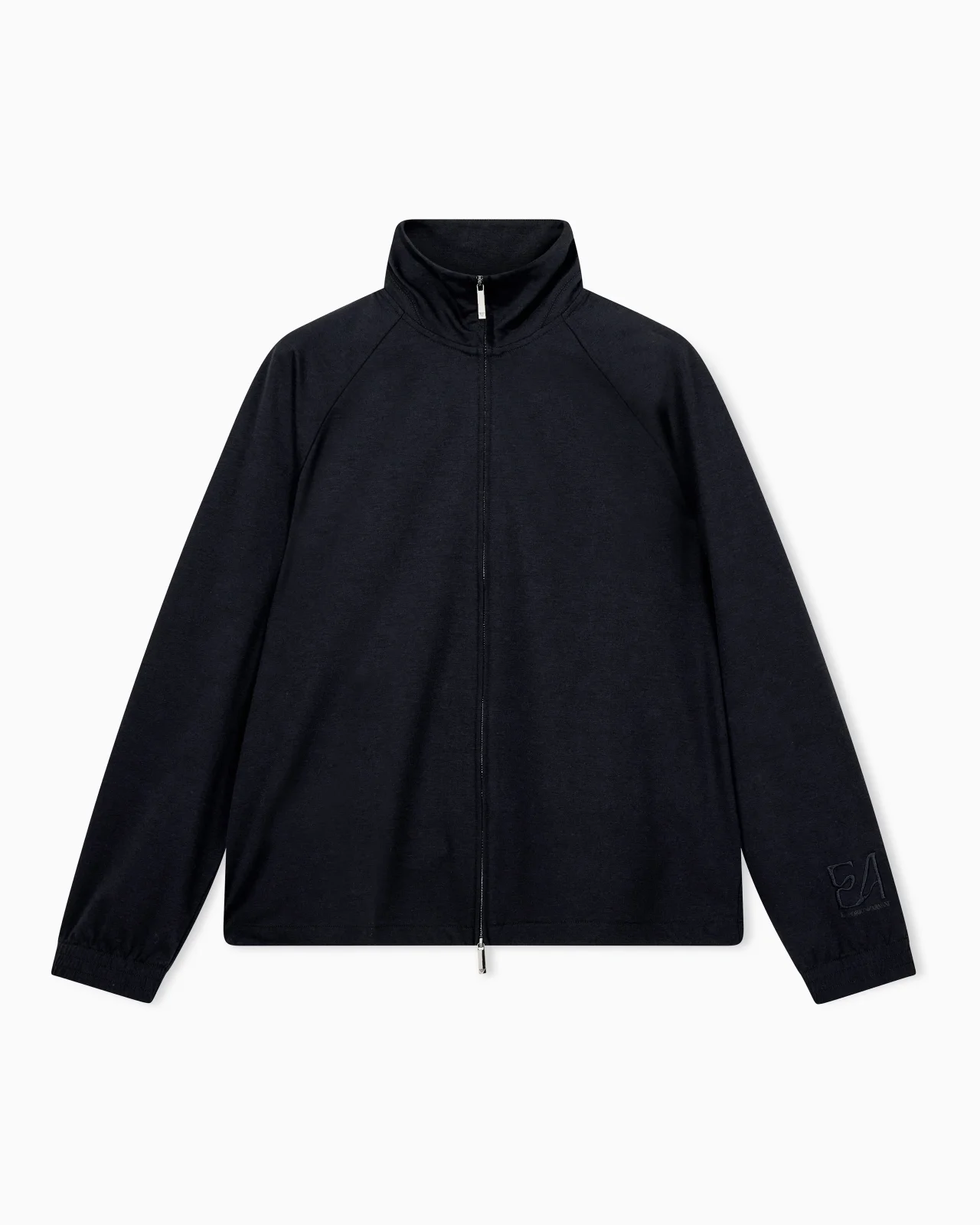 SWEATSHIRT IN INTERLOCK JERSEY WITH HIGH COLLAR AND ZIP - 1