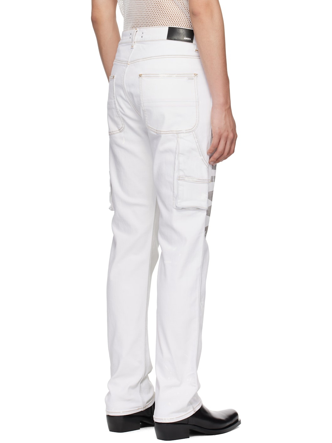 Blue Army Logo Painted Slim Workman Jeans - 3