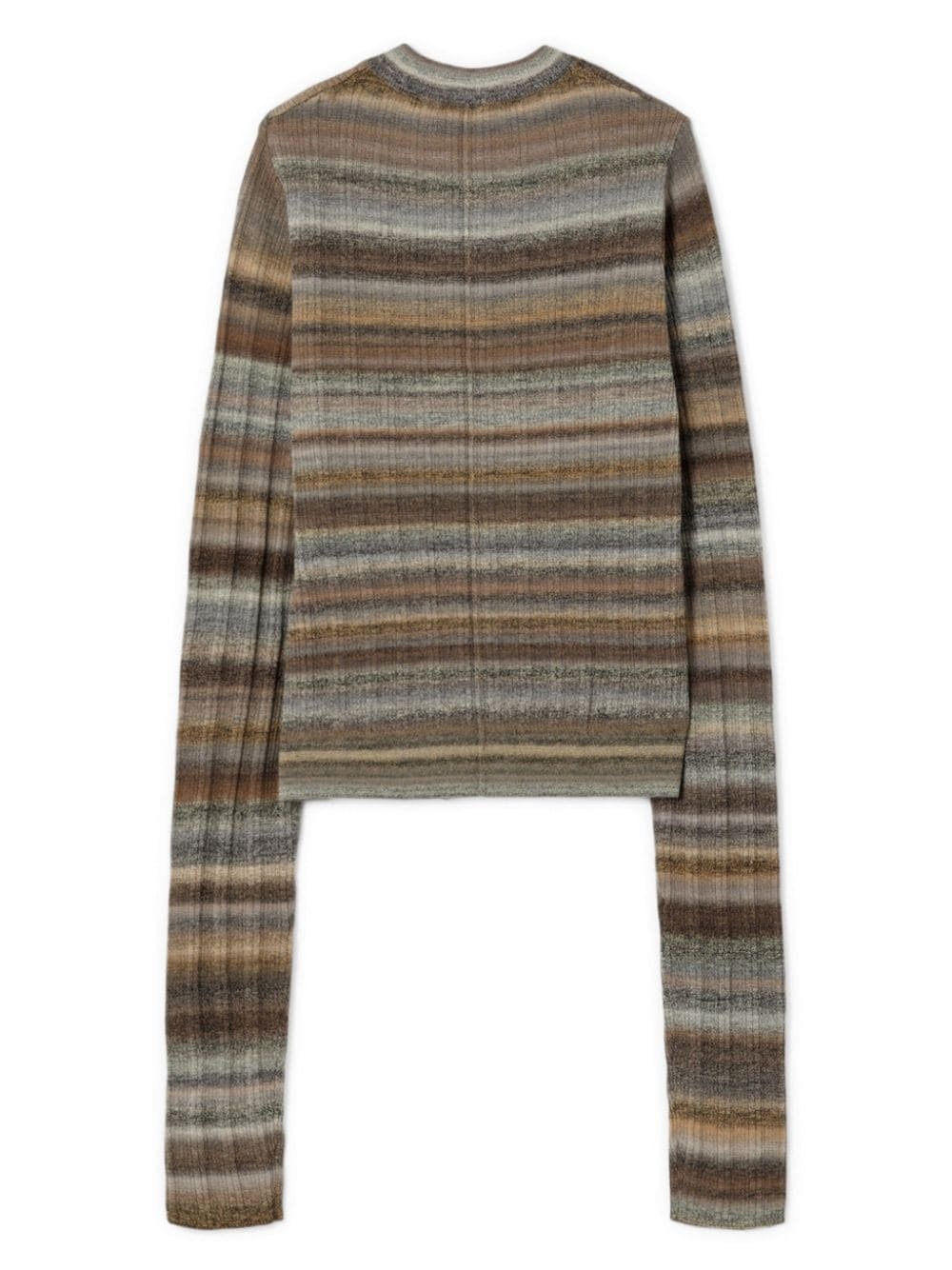 striped ribbed-knit wool cardigan - 4