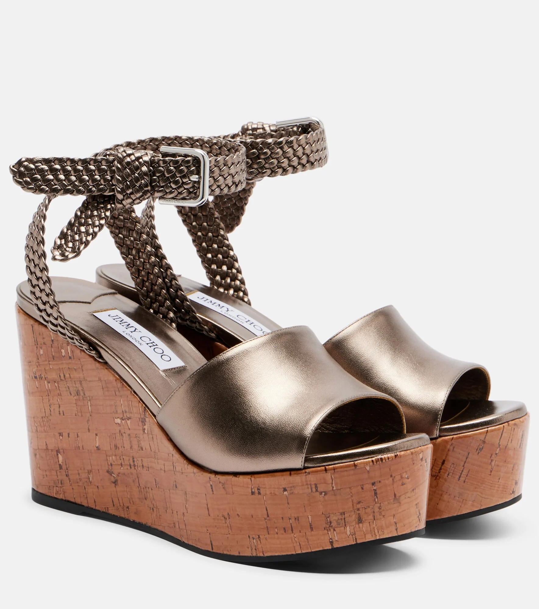 Jory metallic leather wedge sandals - 1