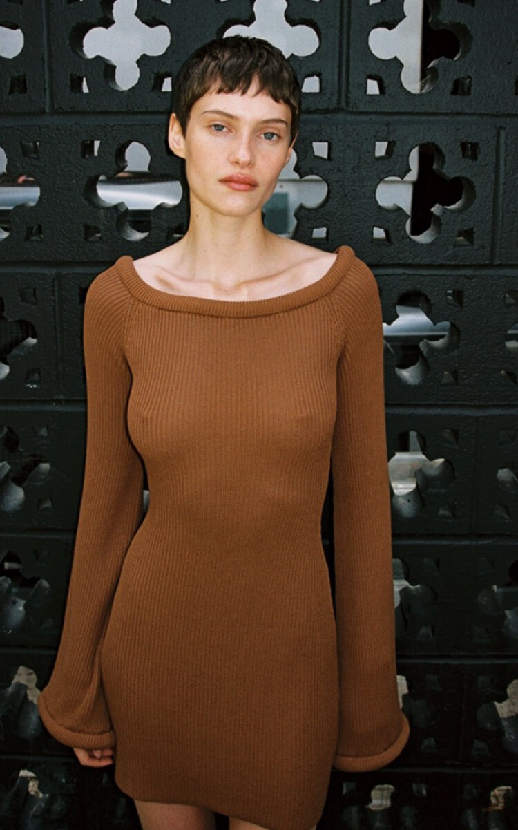 Eos Knit Silk-Cotton Mini Dress orange - 2