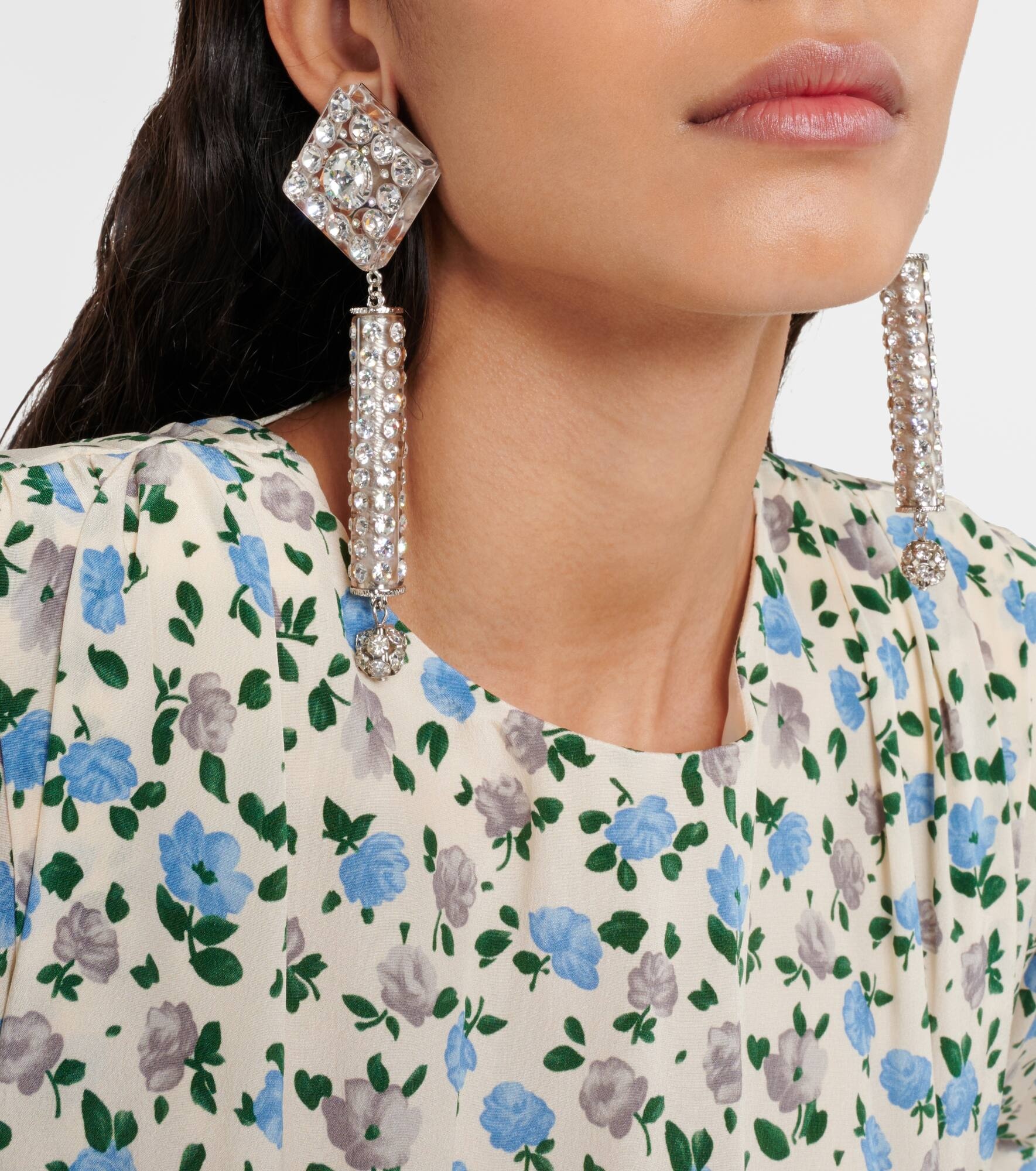 Crystal-embellished clip-on earrings - 3