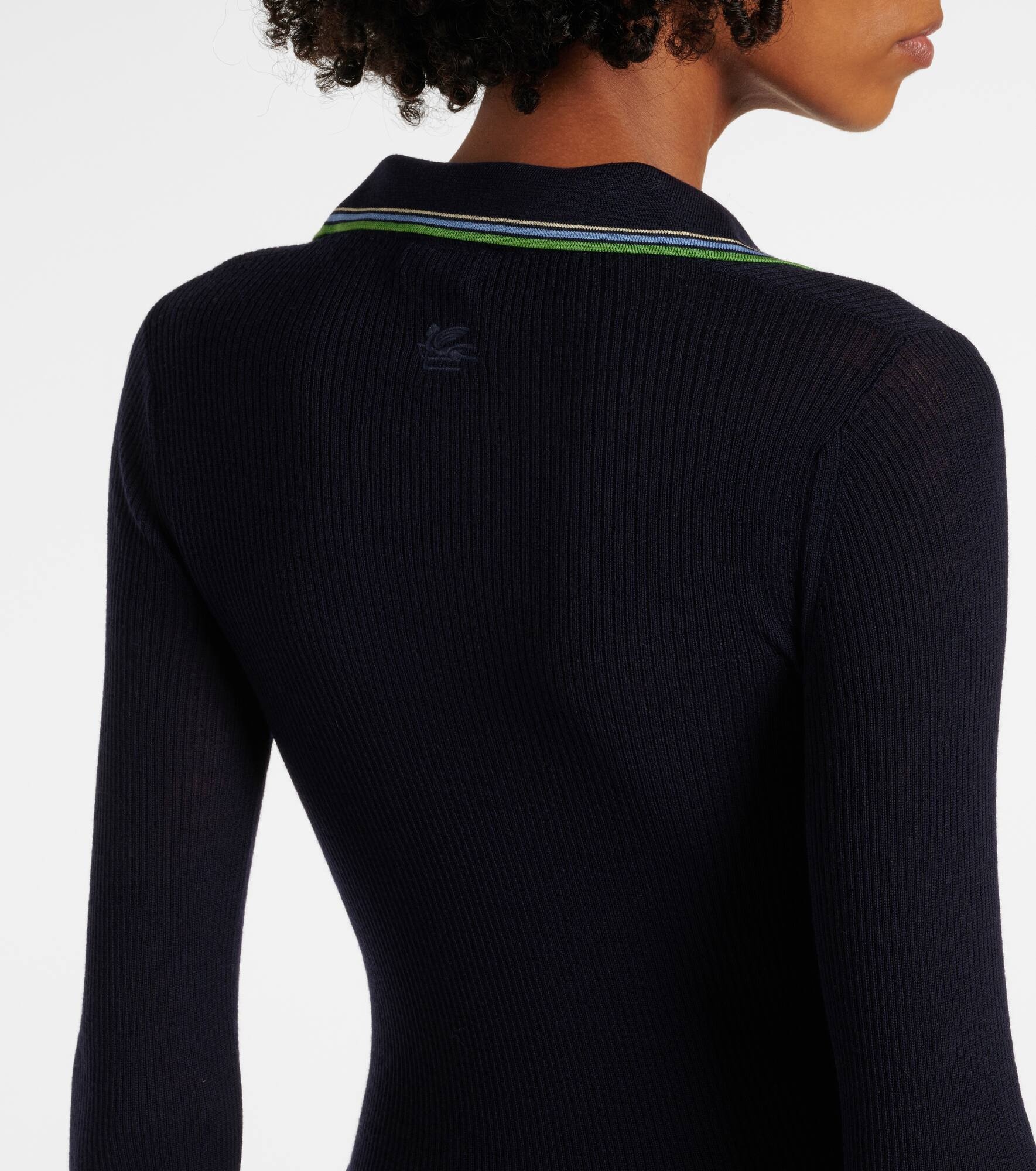 Printed wool and cotton polo sweater - 5
