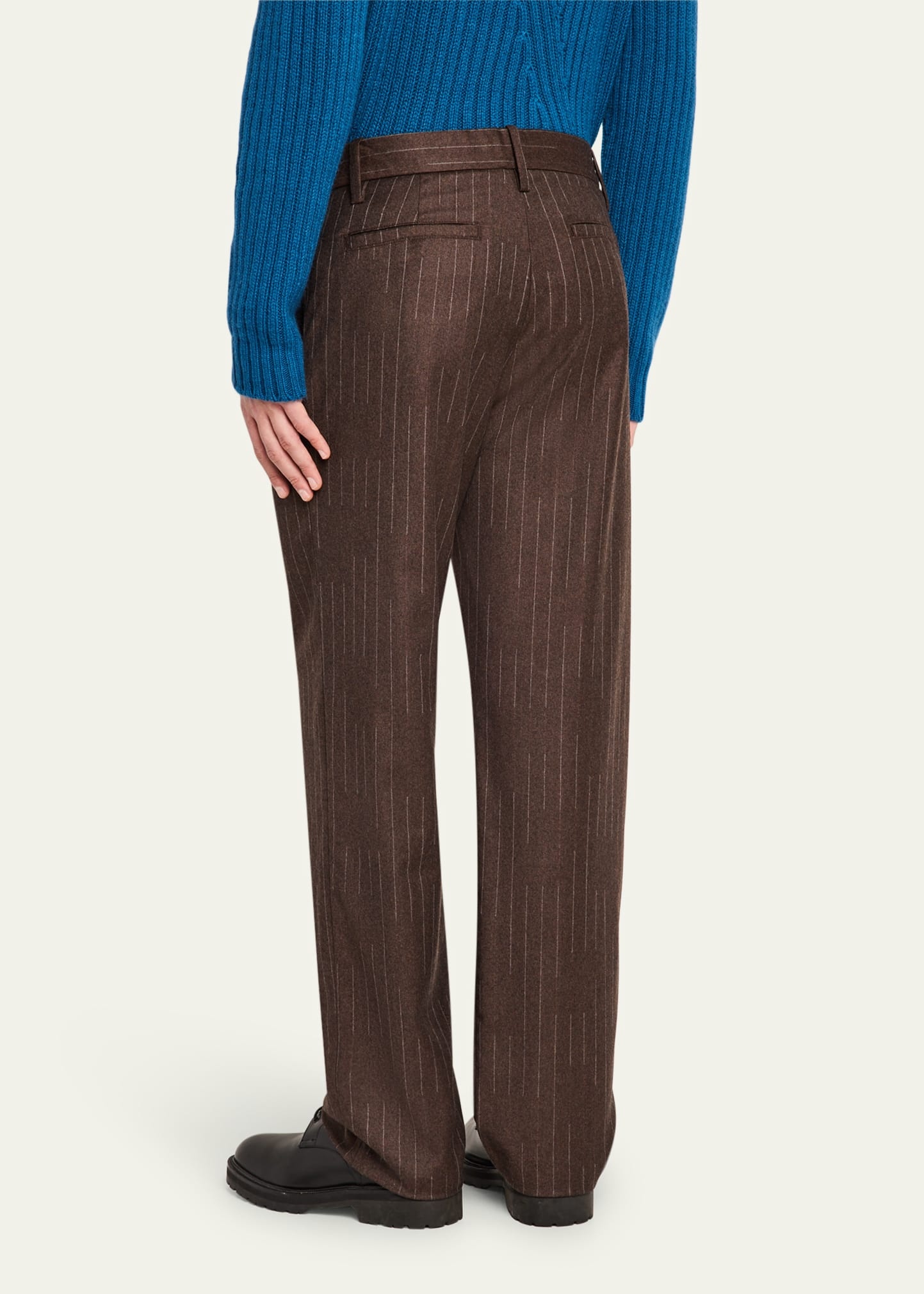 Men's Chalk Stripe Wool-Cashmere Pants - 3