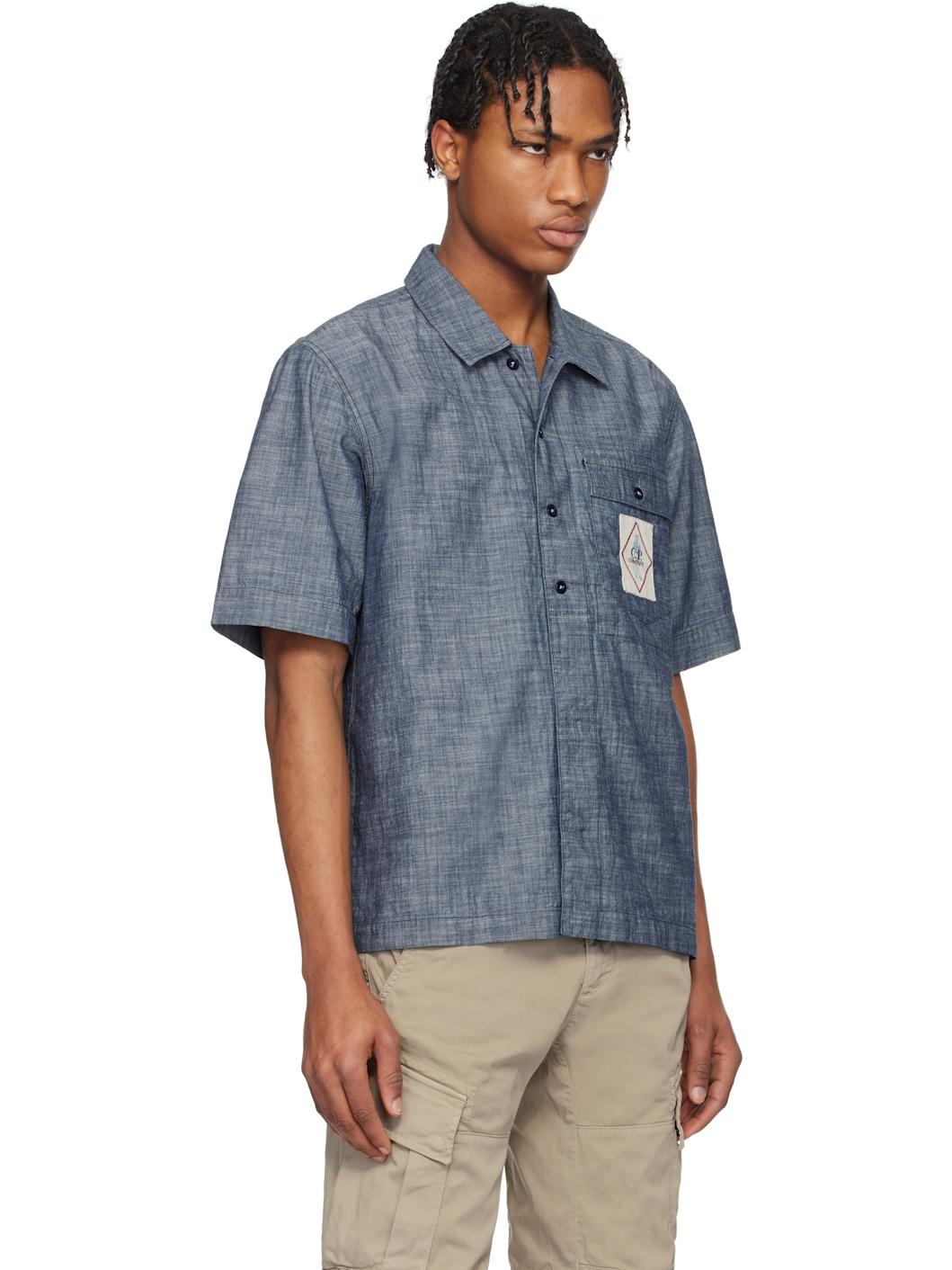 C. P. Company Blue Chambray Short Sleeve Shirt - 2