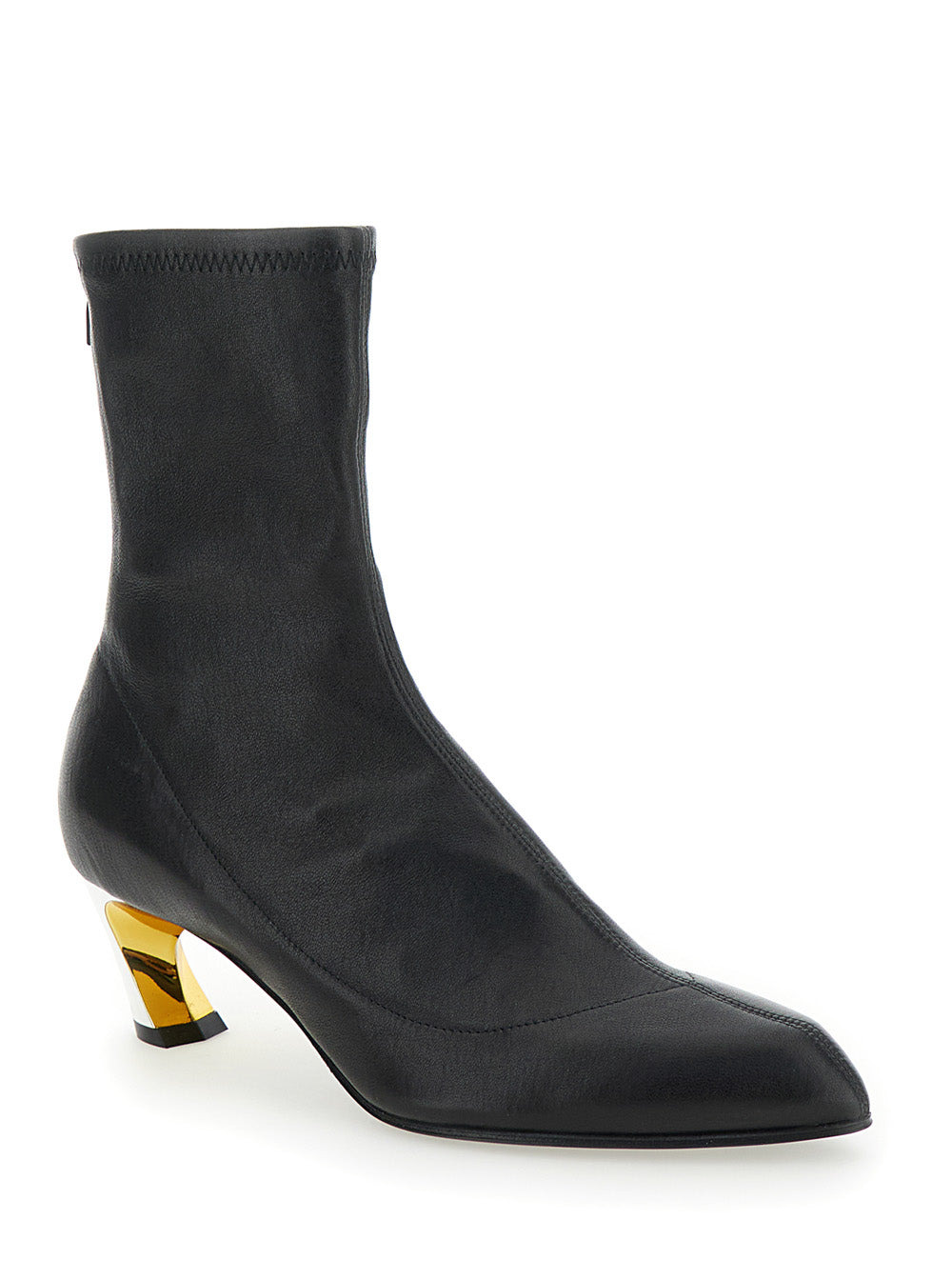 Alexander Mcqueen Women 'Armadillo' Black Ankle Boots With Golden Heel In Smooth Leather Woman - 2