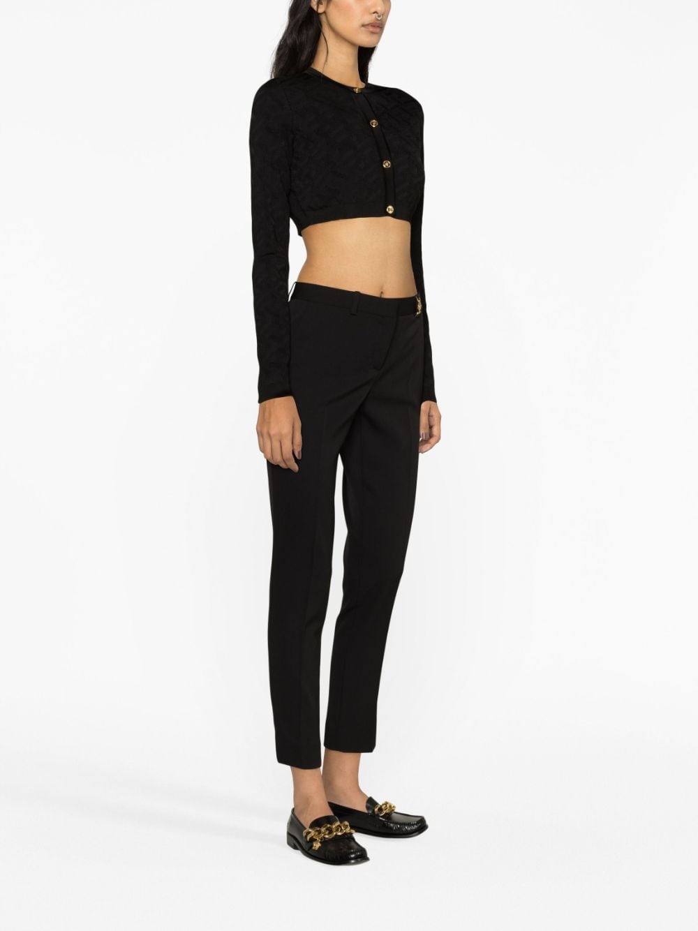 La Greca-jacquard cropped cardigan - 3